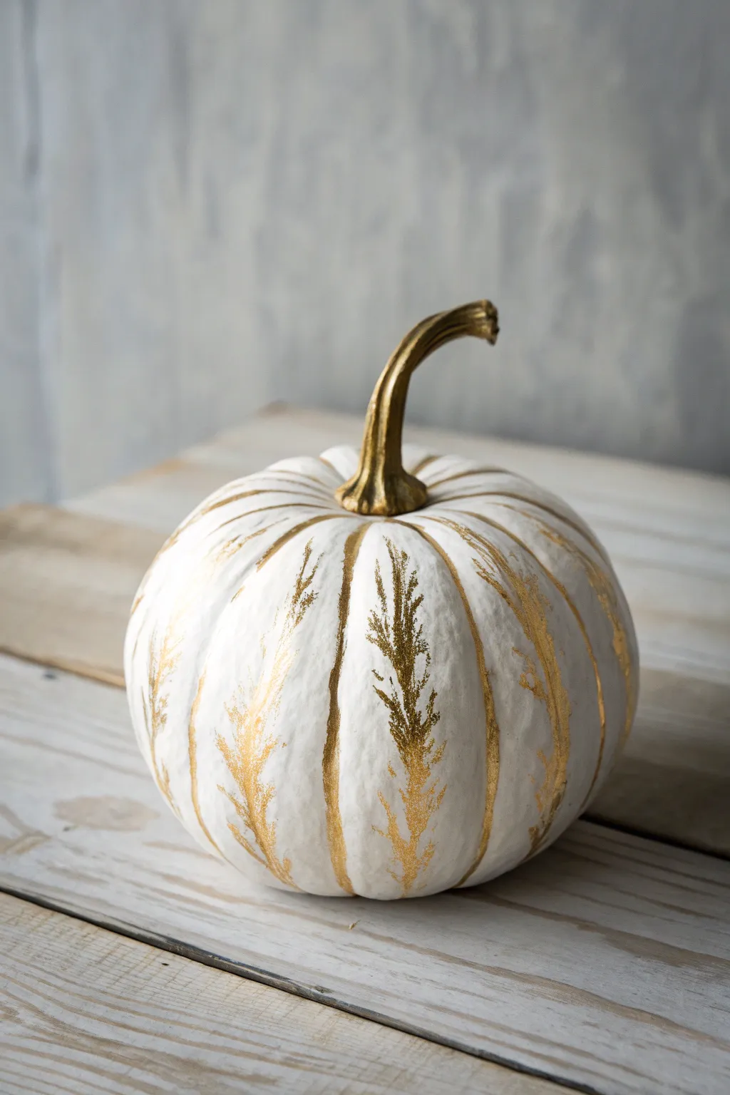Elevate your fall decor with chic metallic accents on gourds—where simplicity meets elegance.