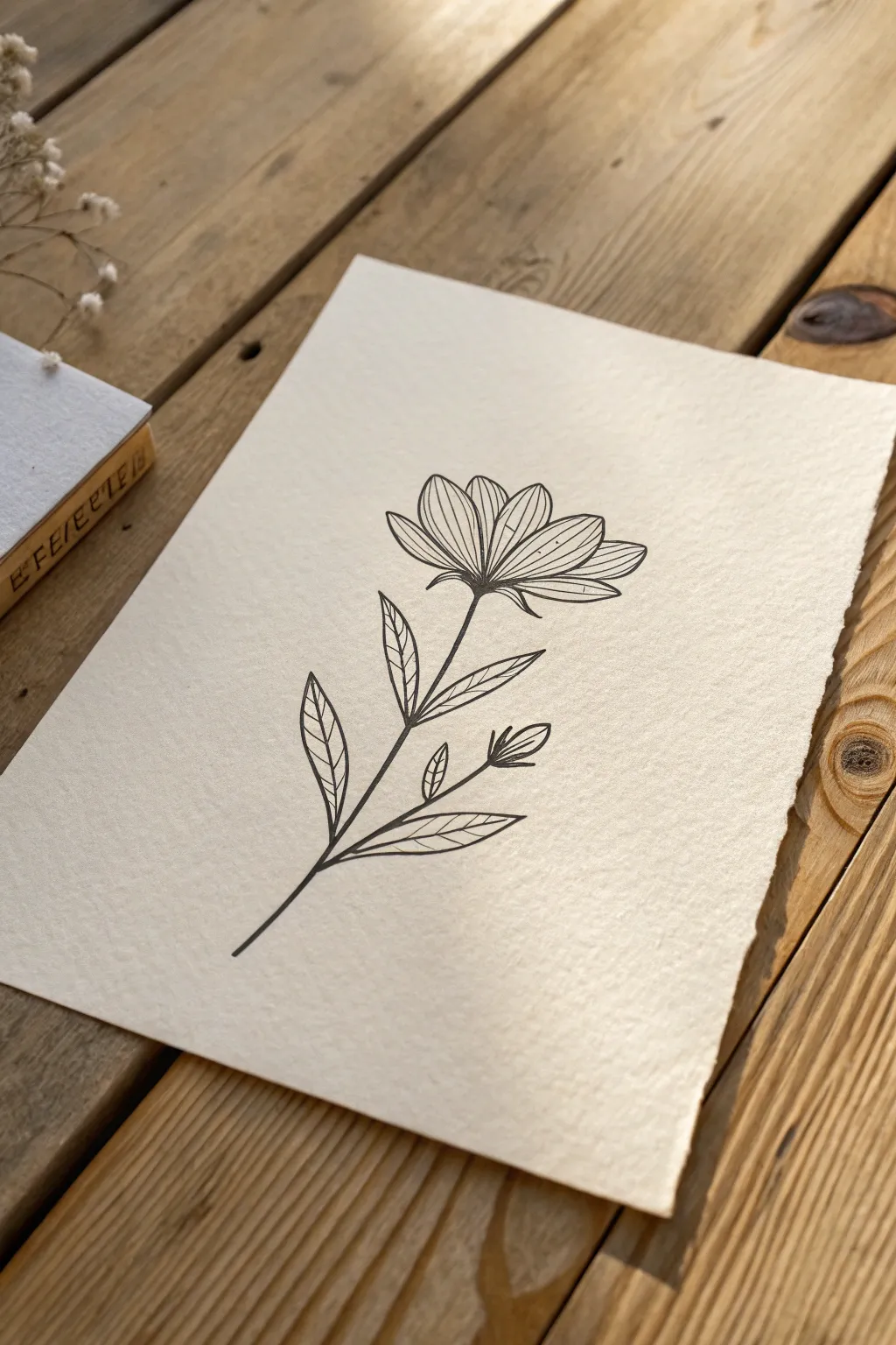 Embrace the art of simplicity with a single line-drawn bloom.