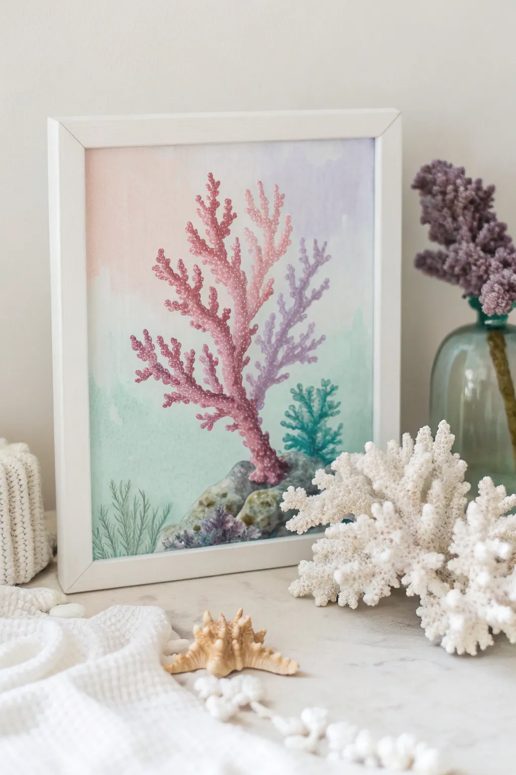 Bring the vibrant beauty of a coral reef into your home with this minimalist masterpiece.