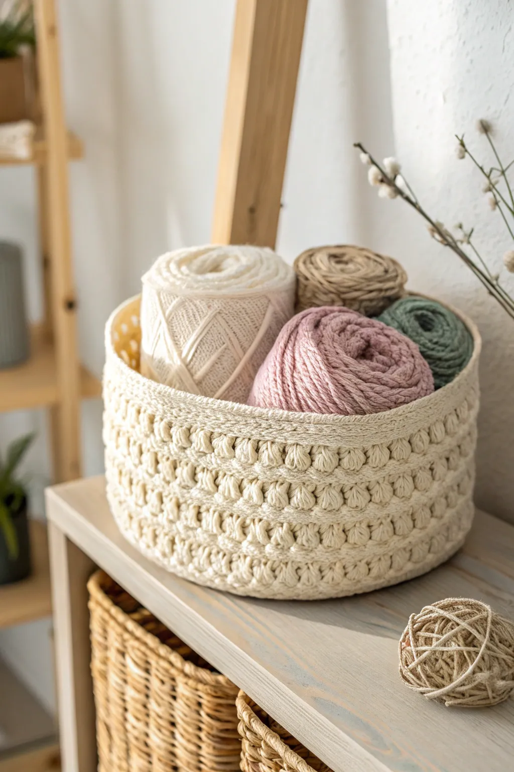 Elevate your space with a touch of handmade elegance. This crochet basket perfectly blends functionality with minimalist charm.
