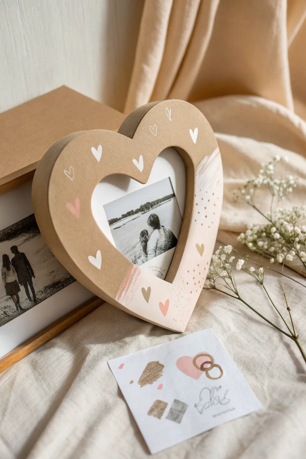Crafted with love: A simple yet beautiful heart-shaped photo frame perfect for capturing sweet memories.