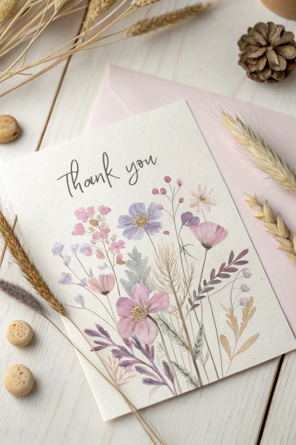 Add a touch of nature to your gratitude with these charming pressed flower watercolor cards.