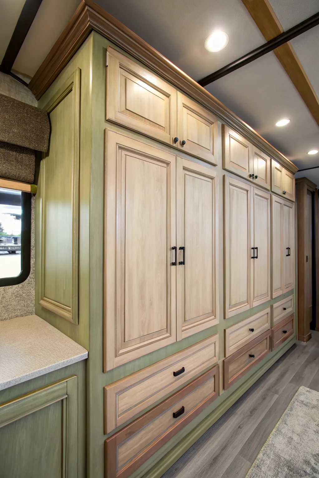 Embrace tranquility with nature-inspired neutrals in your trailer's interior.