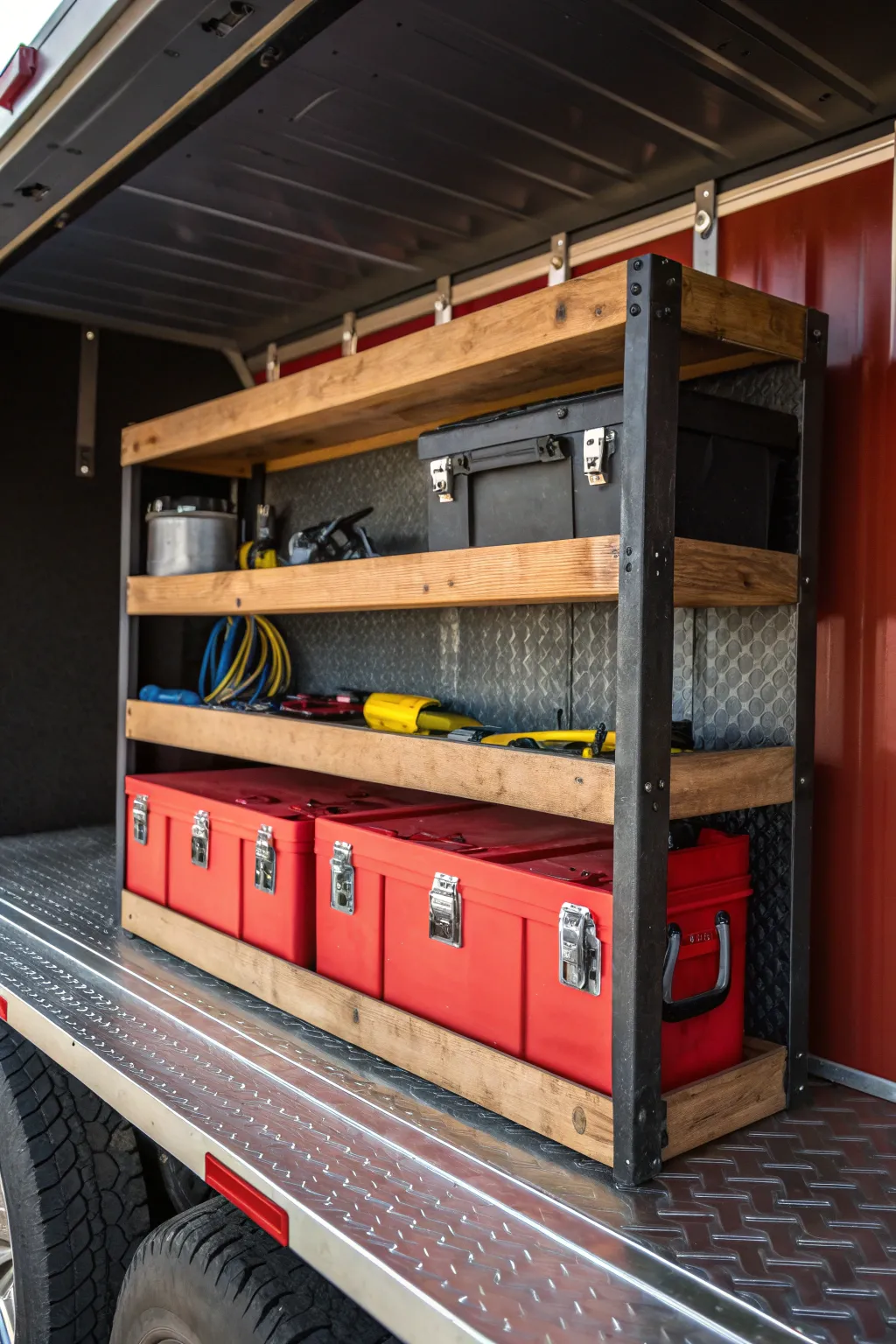 Maximize your trailer's space with stylish under-shelf bins—where craftsmanship meets utility.