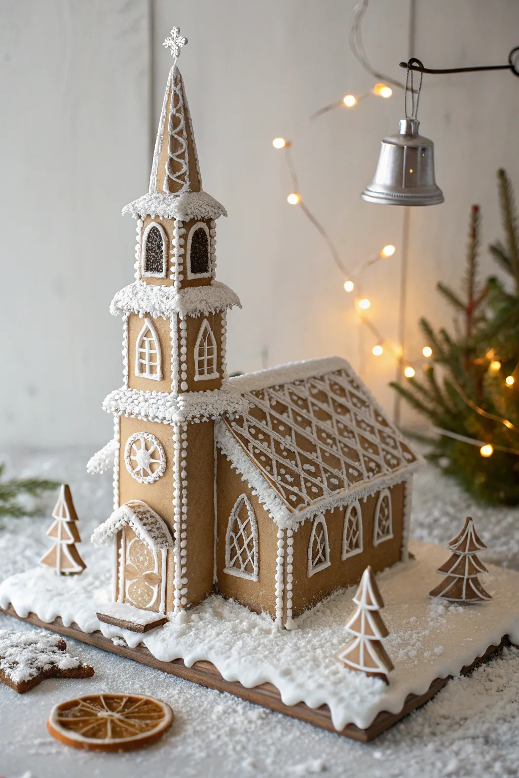 Embrace the holiday spirit with this enchanting gingerbread church, a perfect blend of simplicity and tradition.