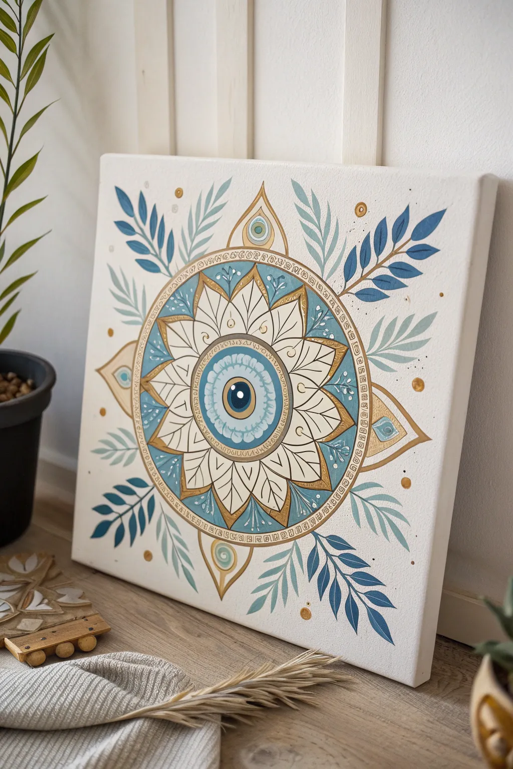 Discover the serene beauty of the Evil Eye Mandala – where protection meets artful meditation.