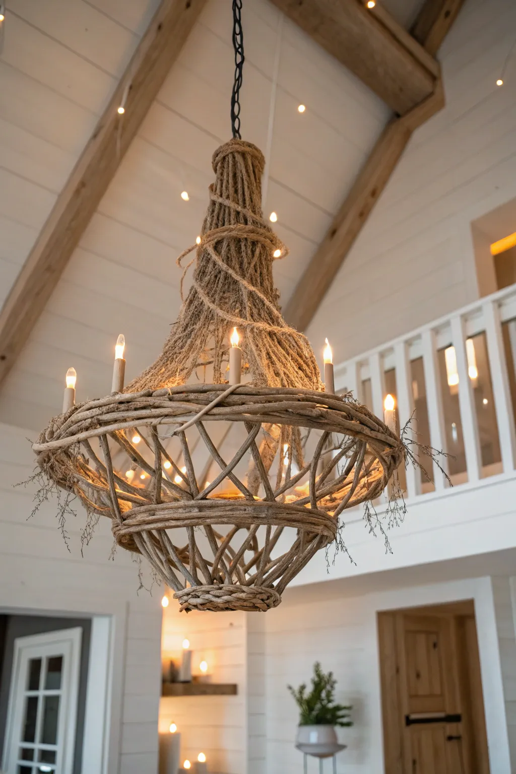 Embrace nature's elegance with a rustic twig chandelier that brings warm, bohemian charm to your space.