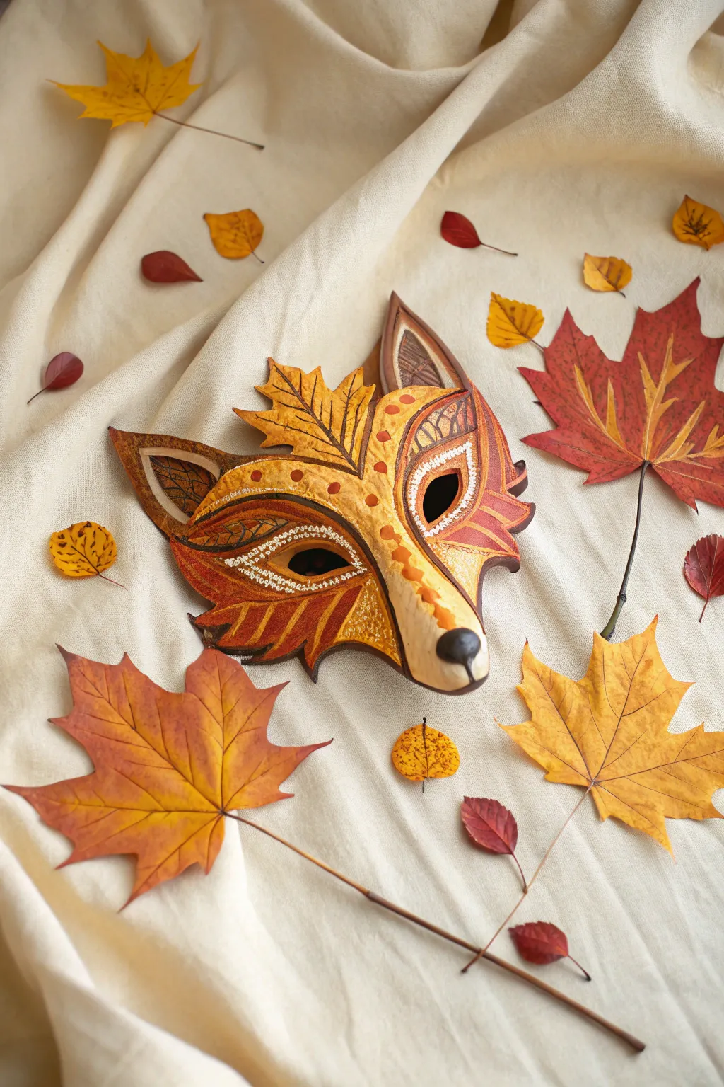 Channel your inner woodland creature with these charming DIY leaf masks, perfect for autumn adventures!