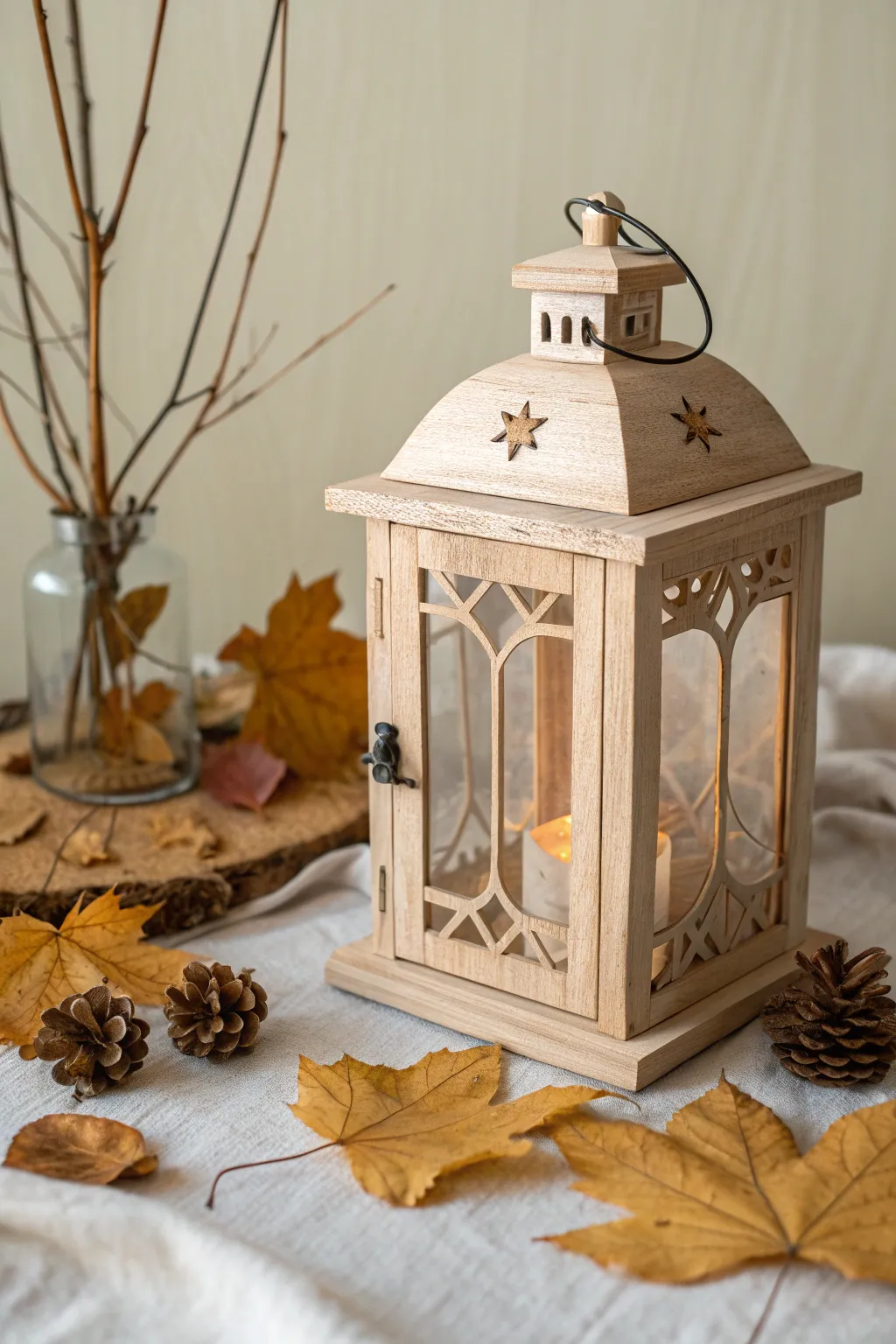 Illuminate your fall evenings with the warm glow of handcrafted wooden lanterns, where Scandinavian minimalism meets Boho elegance.