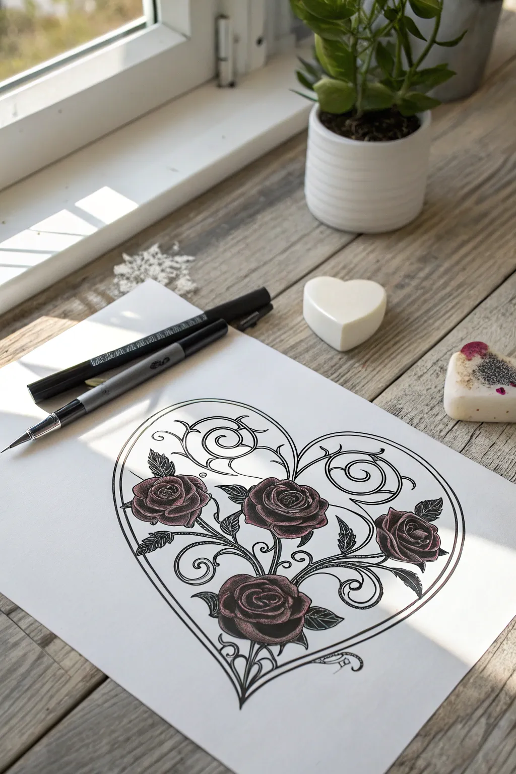 Discover the beauty of gothic elegance with this enchanting heart design. Perfect for adding a touch of drama to your art collection.