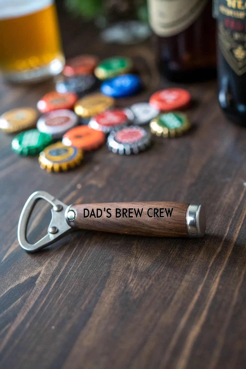 Celebrate Father's Day with a personalized touch—'Dad's Brew Crew' bottle opener, the perfect blend of craftsmanship and style.