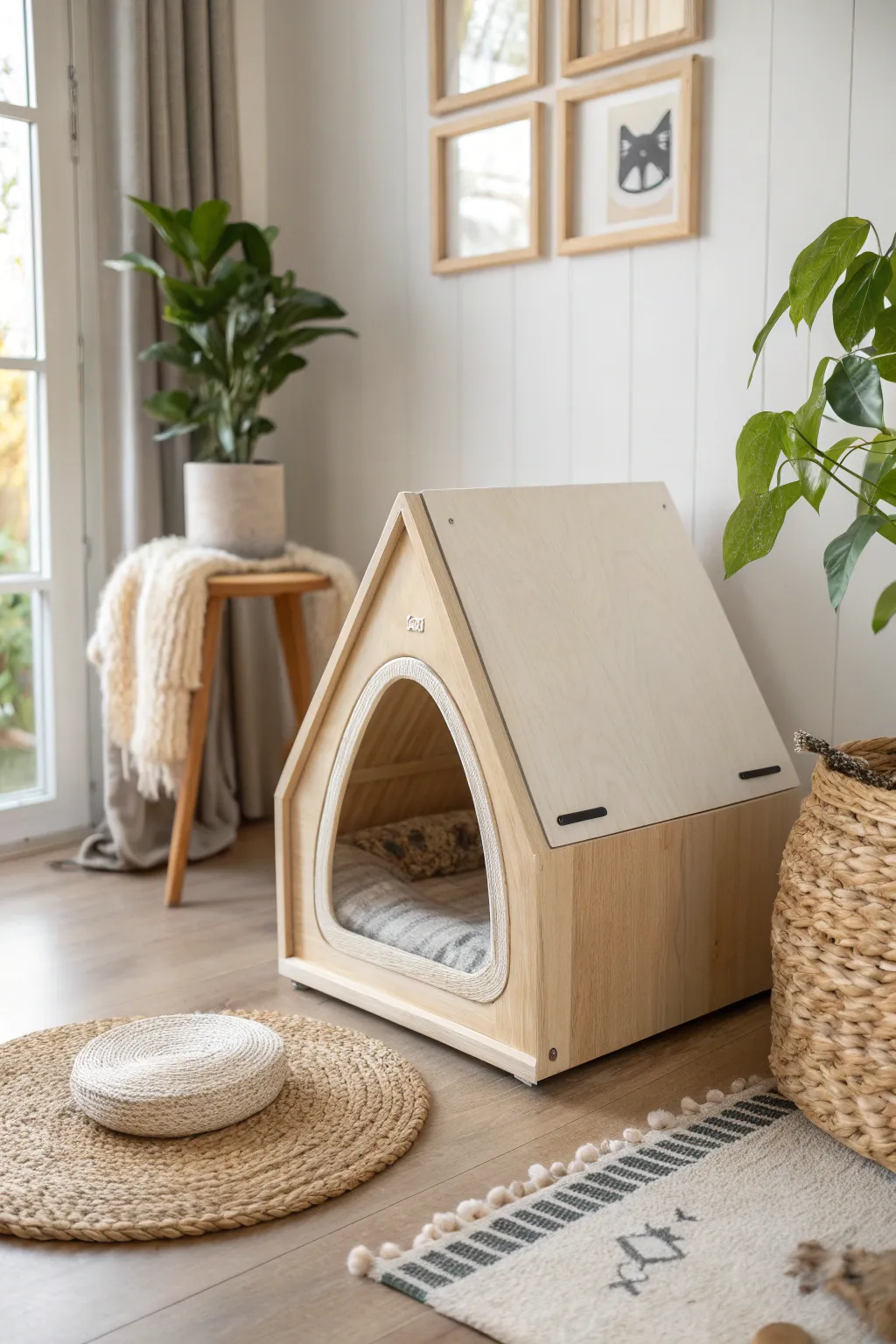 Stay cozy and warm: A stylish flap door for your feline friend's perfect hideaway.