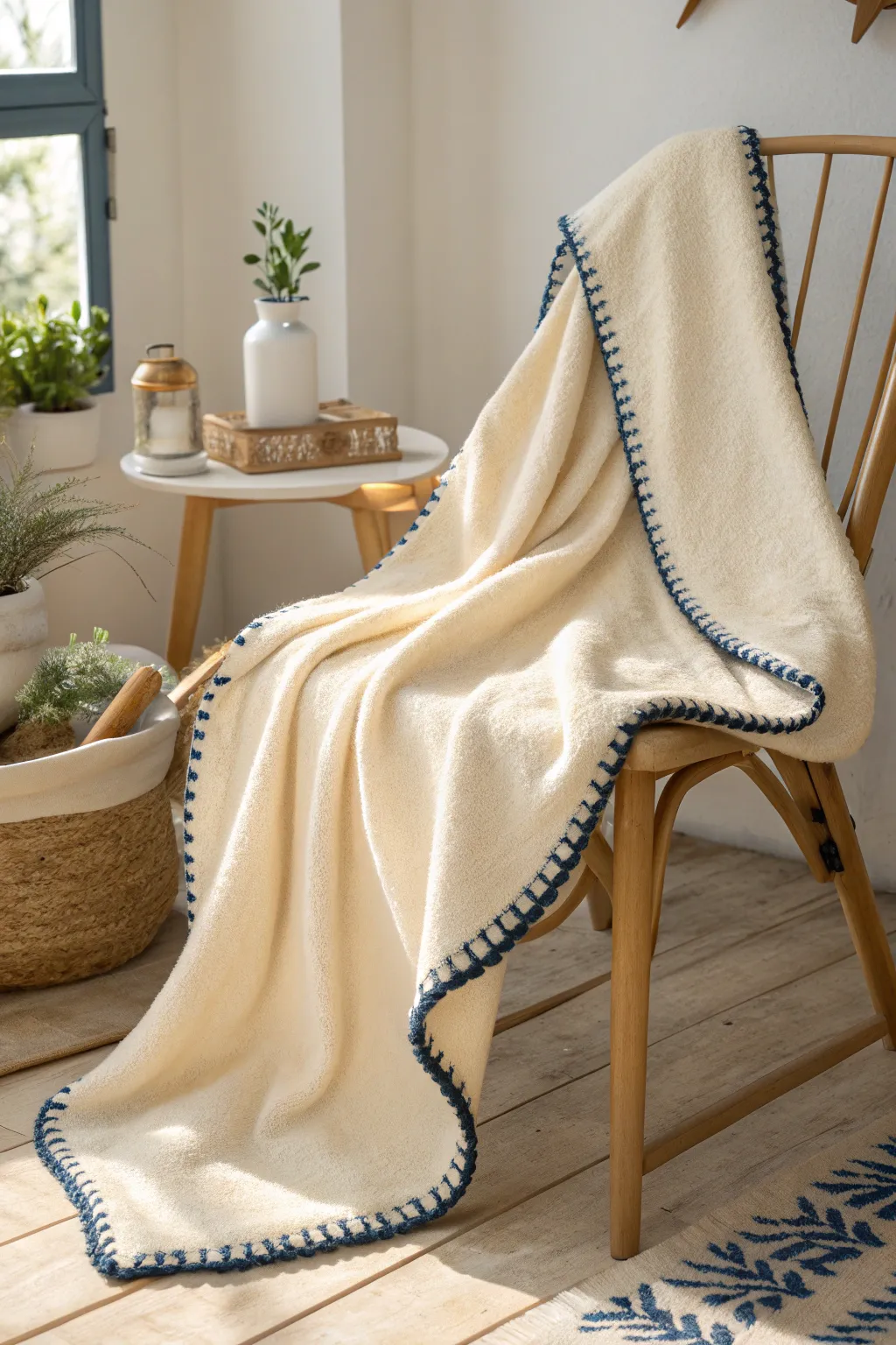 Elevate your cozy moments with a touch of elegance: discover the beauty of contrast stitch binding.