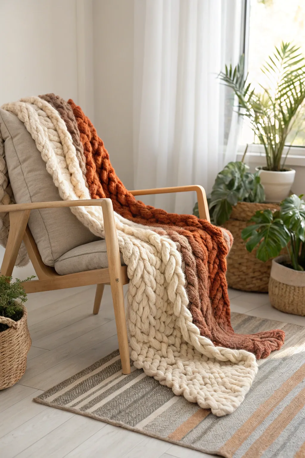 Wrap yourself in warmth and style with this DIY big knit fleece blanket, a perfect blend of simplicity and elegance.