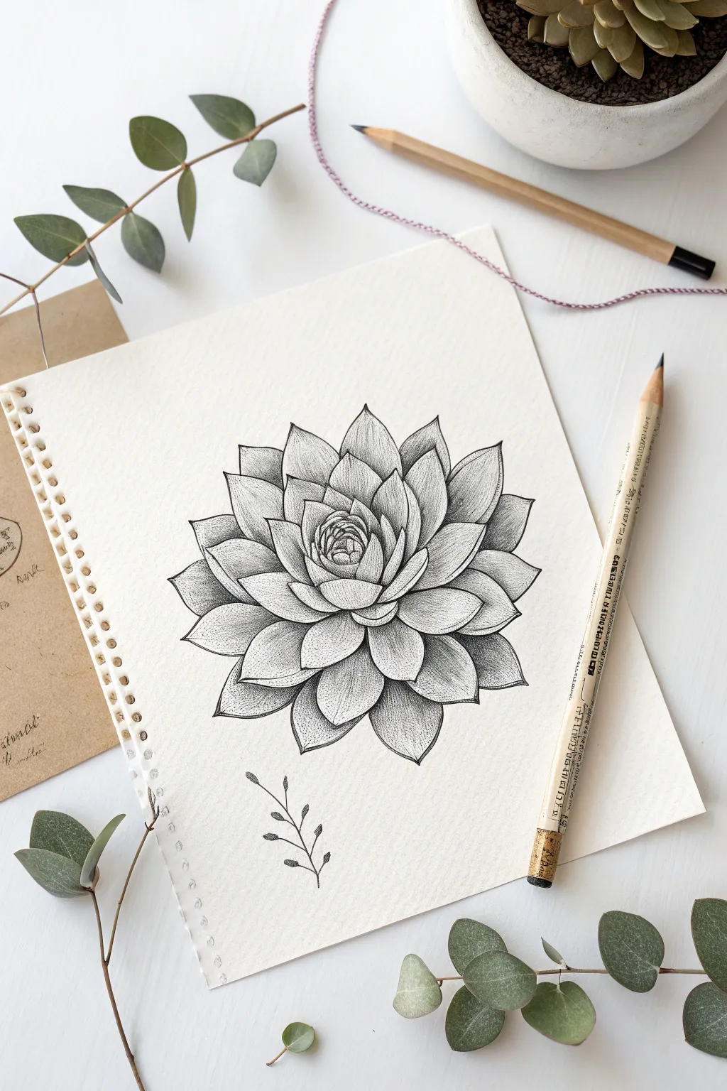 Discover the art of simplicity with this succulent drawing, where geometry meets natural elegance.