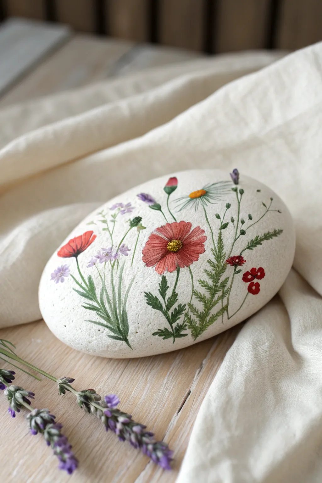 Embrace the Beauty of Nature with Delicate Wildflower Rock Art