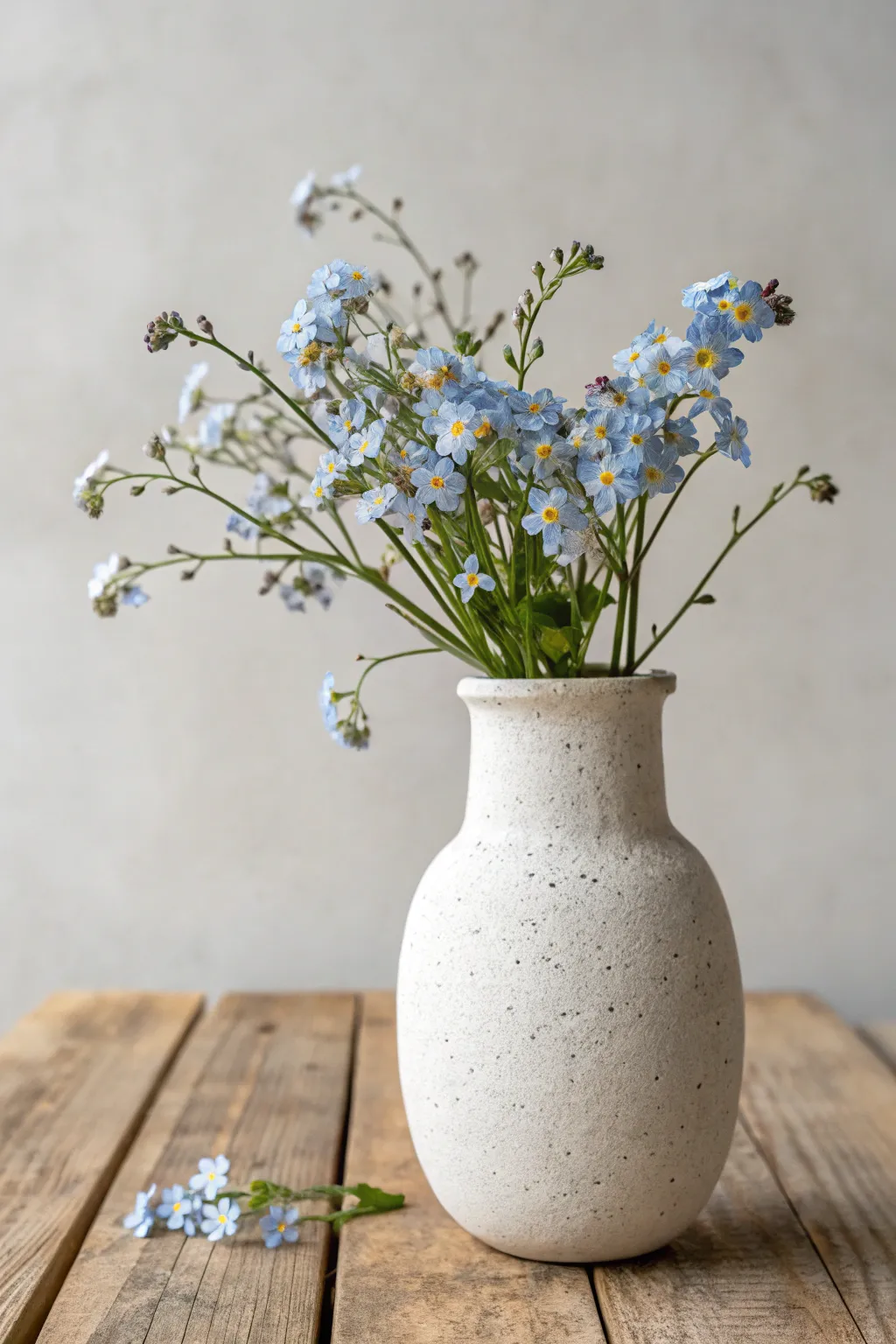 Embrace simplicity with a touch of elegance: Painted forget-me-nots bring natural beauty into minimalist spaces.