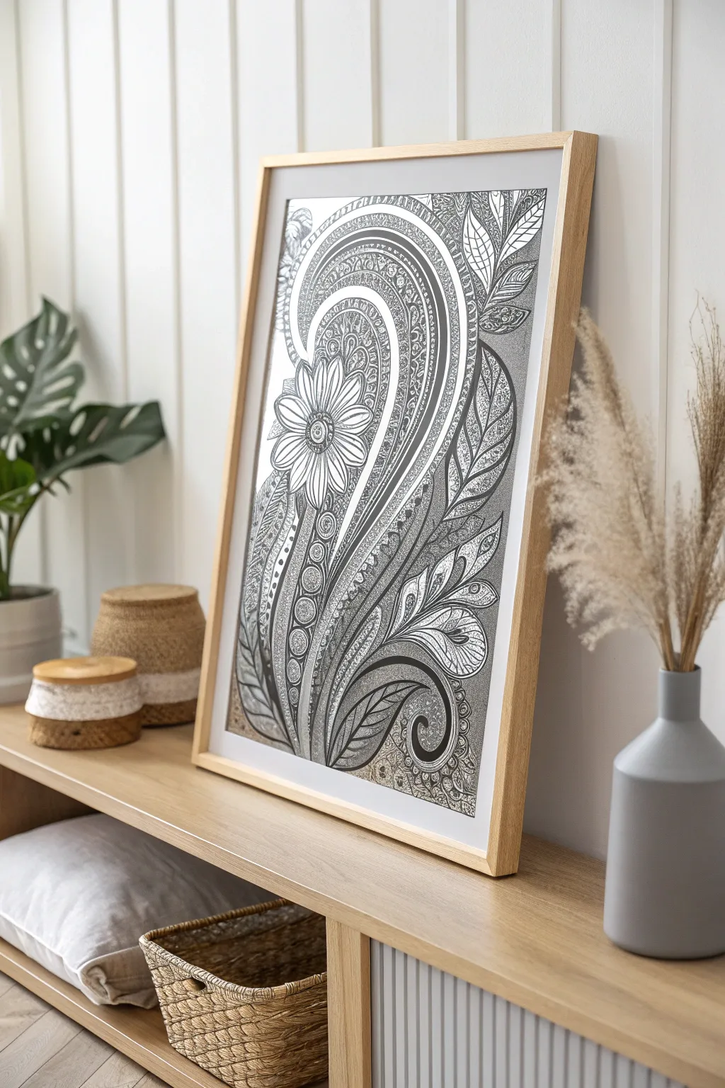 Elevate your space with the understated elegance of monochrome foil art.