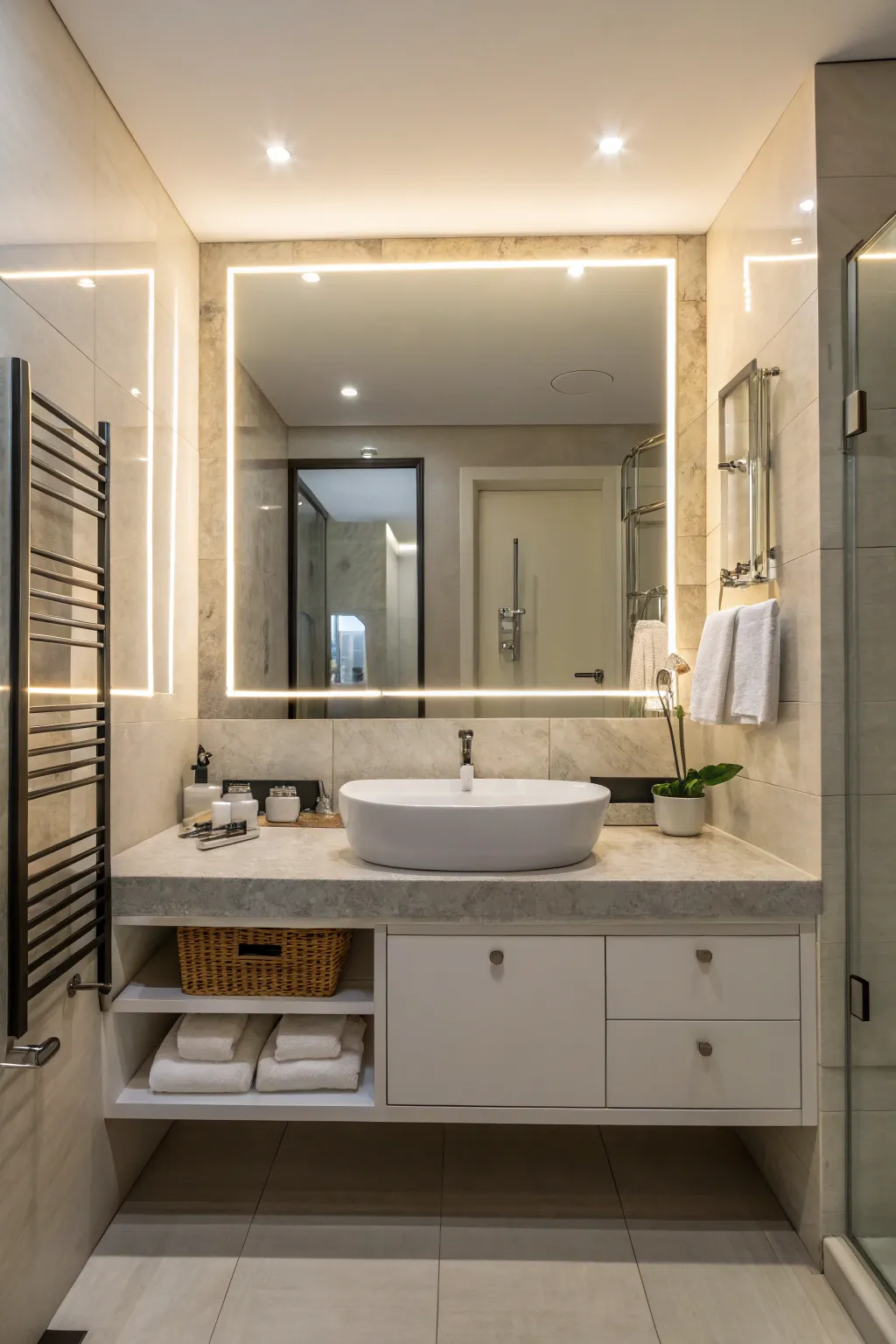 Floating mirrors add a touch of elegance and lightness to bathroom interiors.