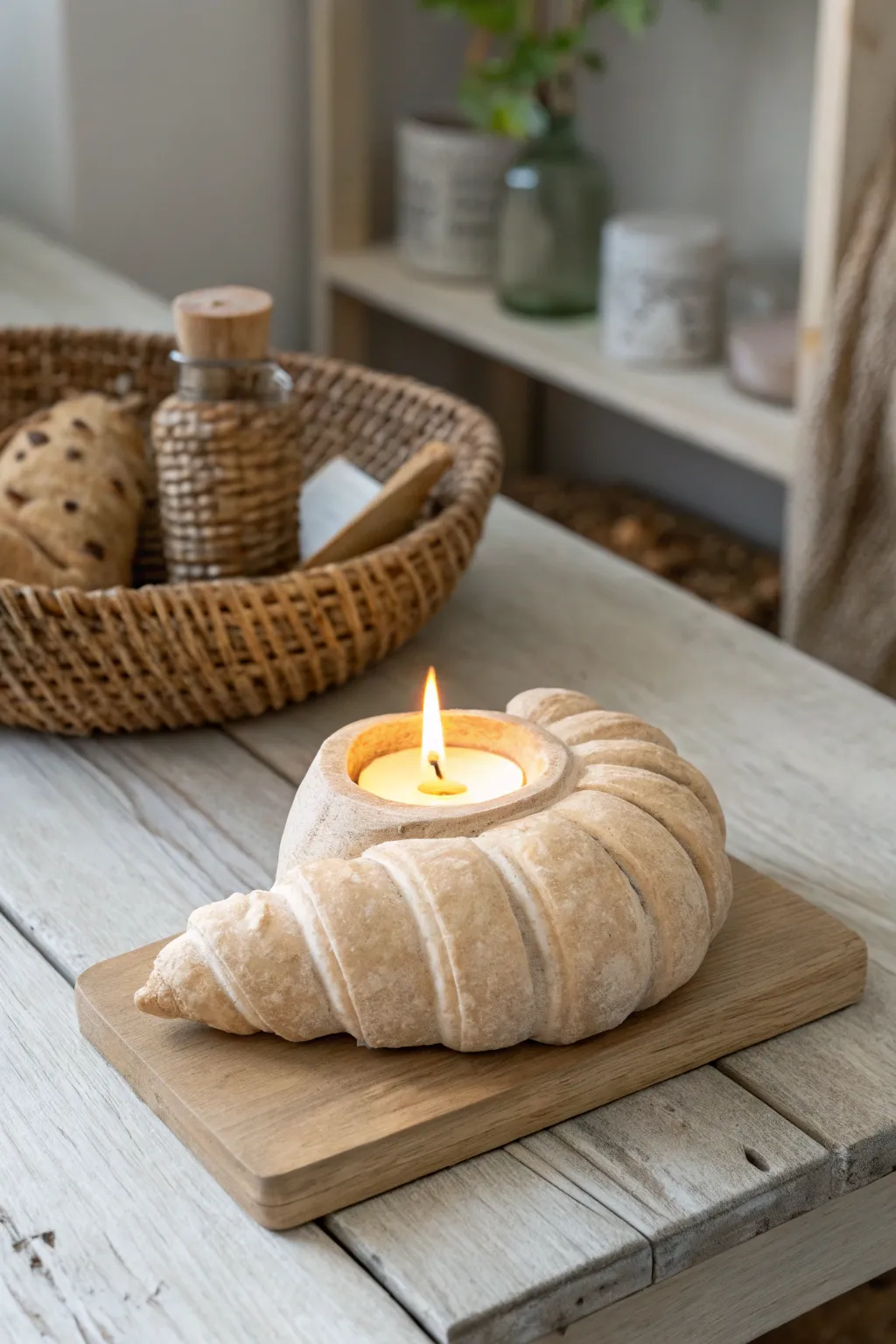 Elevate your dining space with the charm of handcrafted croissant candle holders.