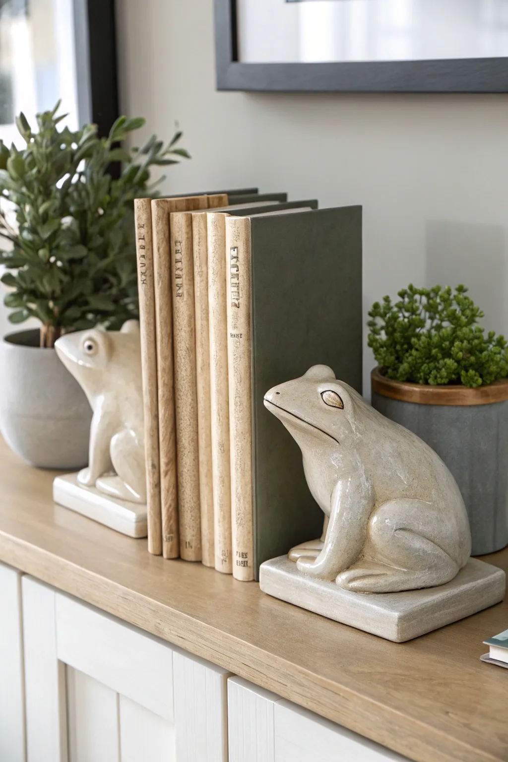 Adorn your bookshelf with these charming frog bookends, where simplicity meets craftsmanship.