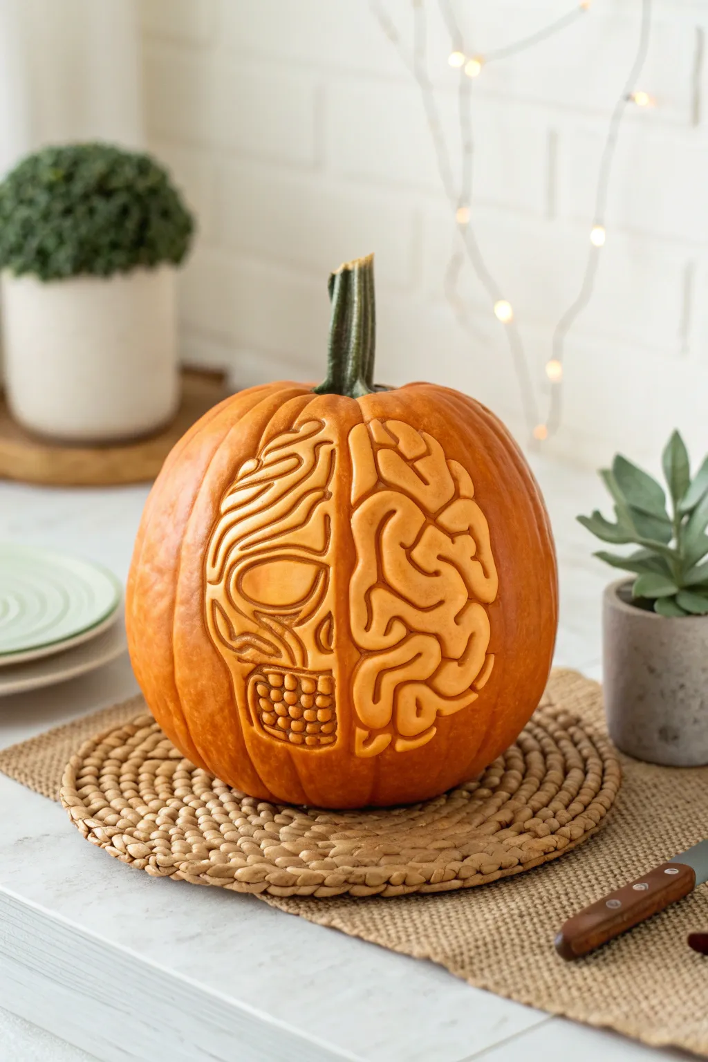 Unleash your inner genius with this clever Brainiac Pumpkin carving!