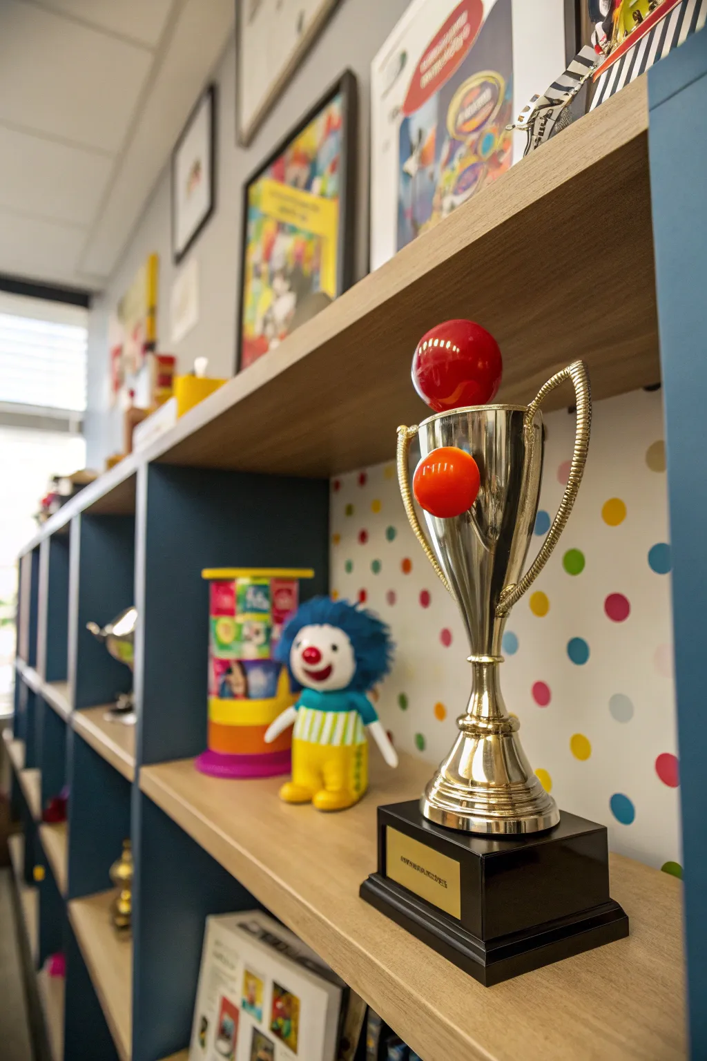 An office clown trophy for the bringer of joy and laughter.