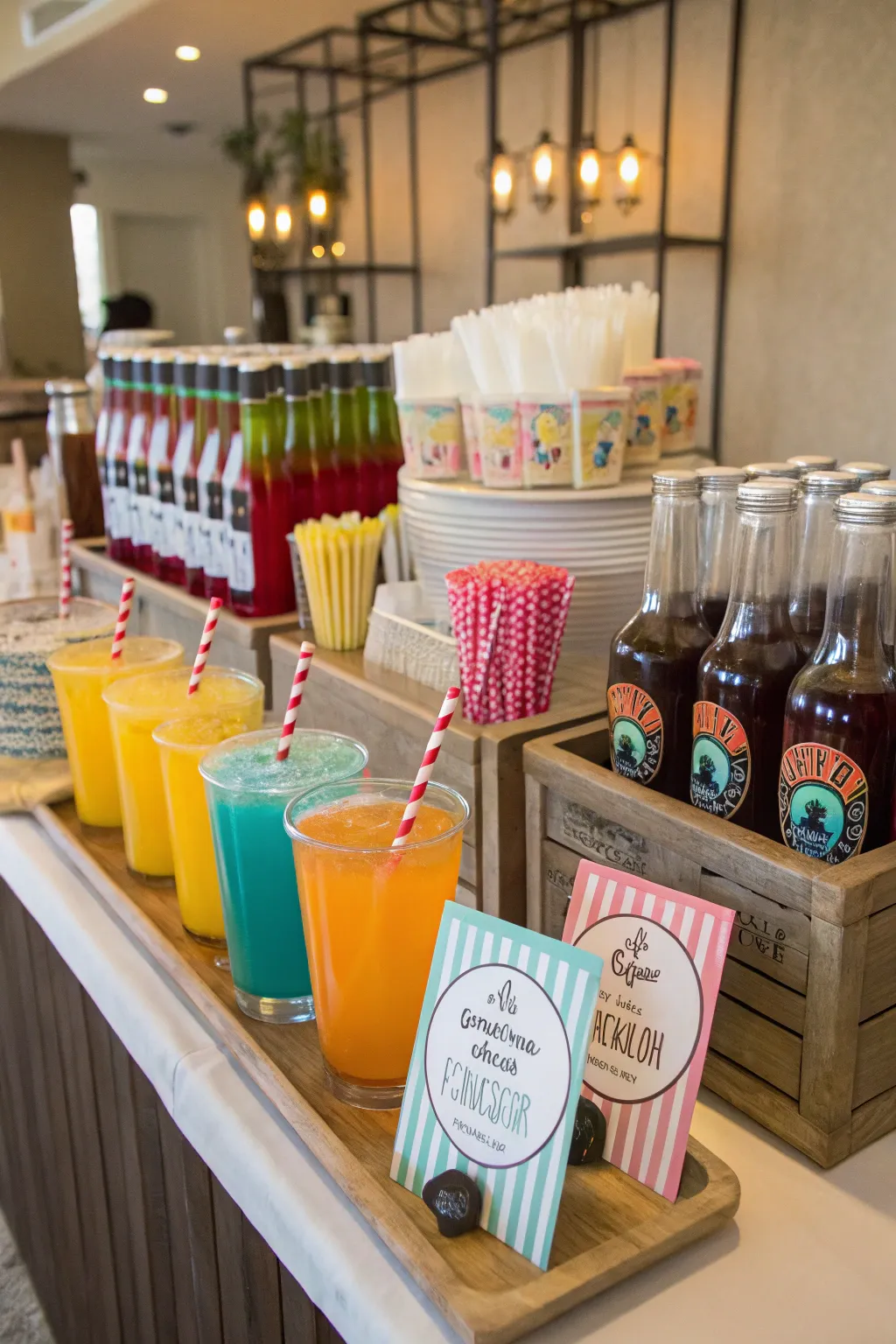 A themed beverage station is both functional and fun.