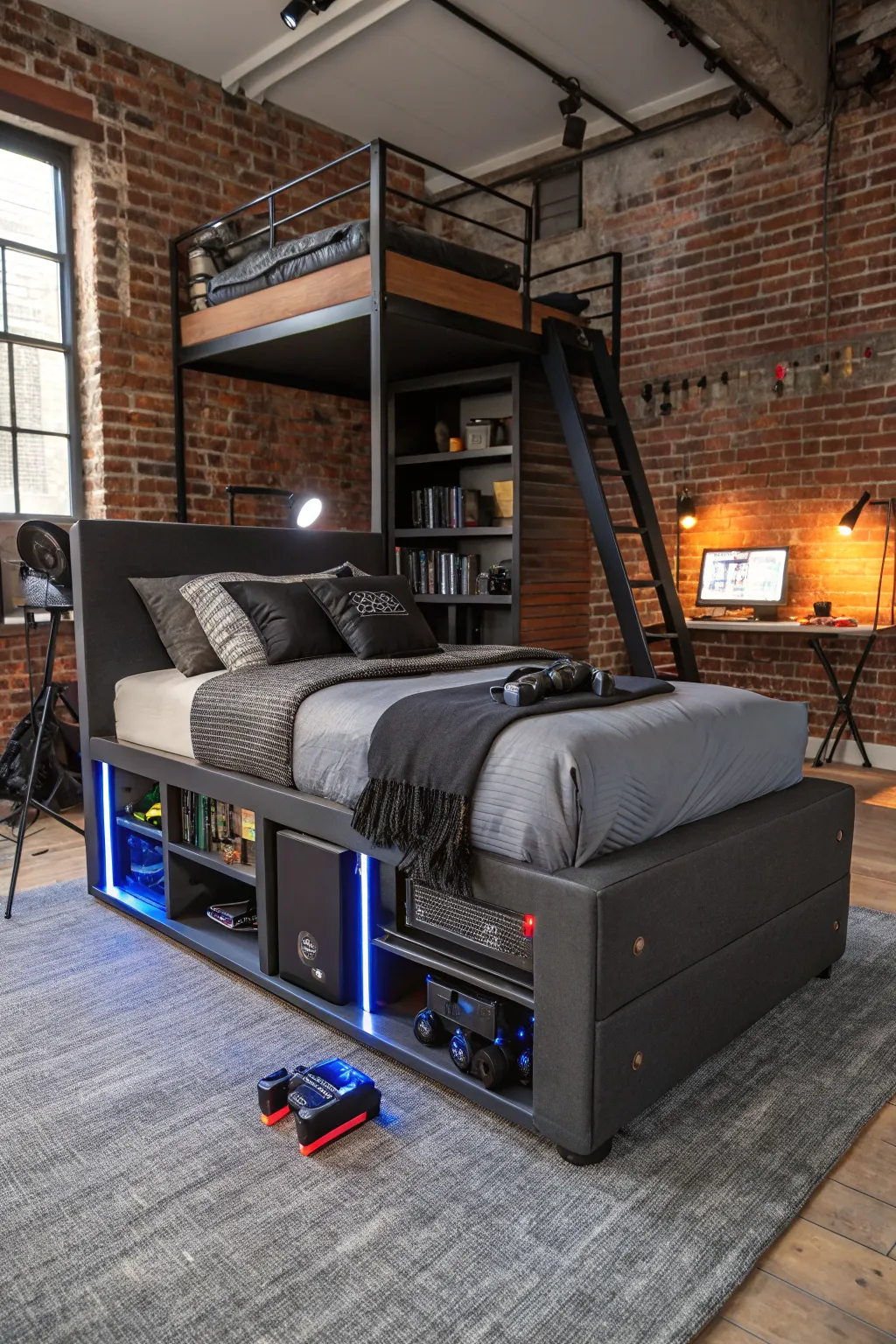 Maximize space with a multifunctional gaming bed.