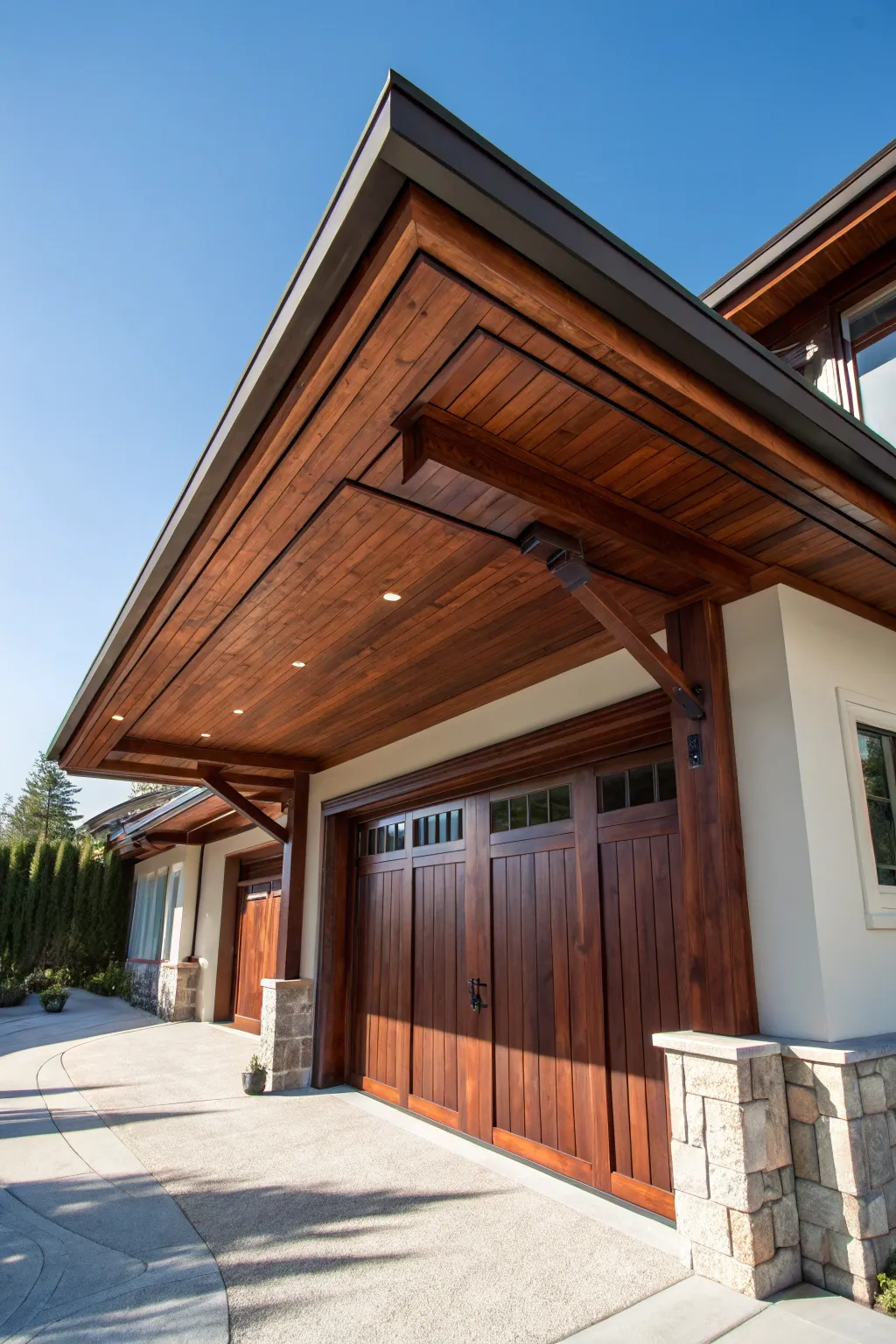 Elevate your garage style with a masterfully crafted overhang. Longer lengths for more shade, shorter for a sleek modern touch. Discover the art of architectural elegance.