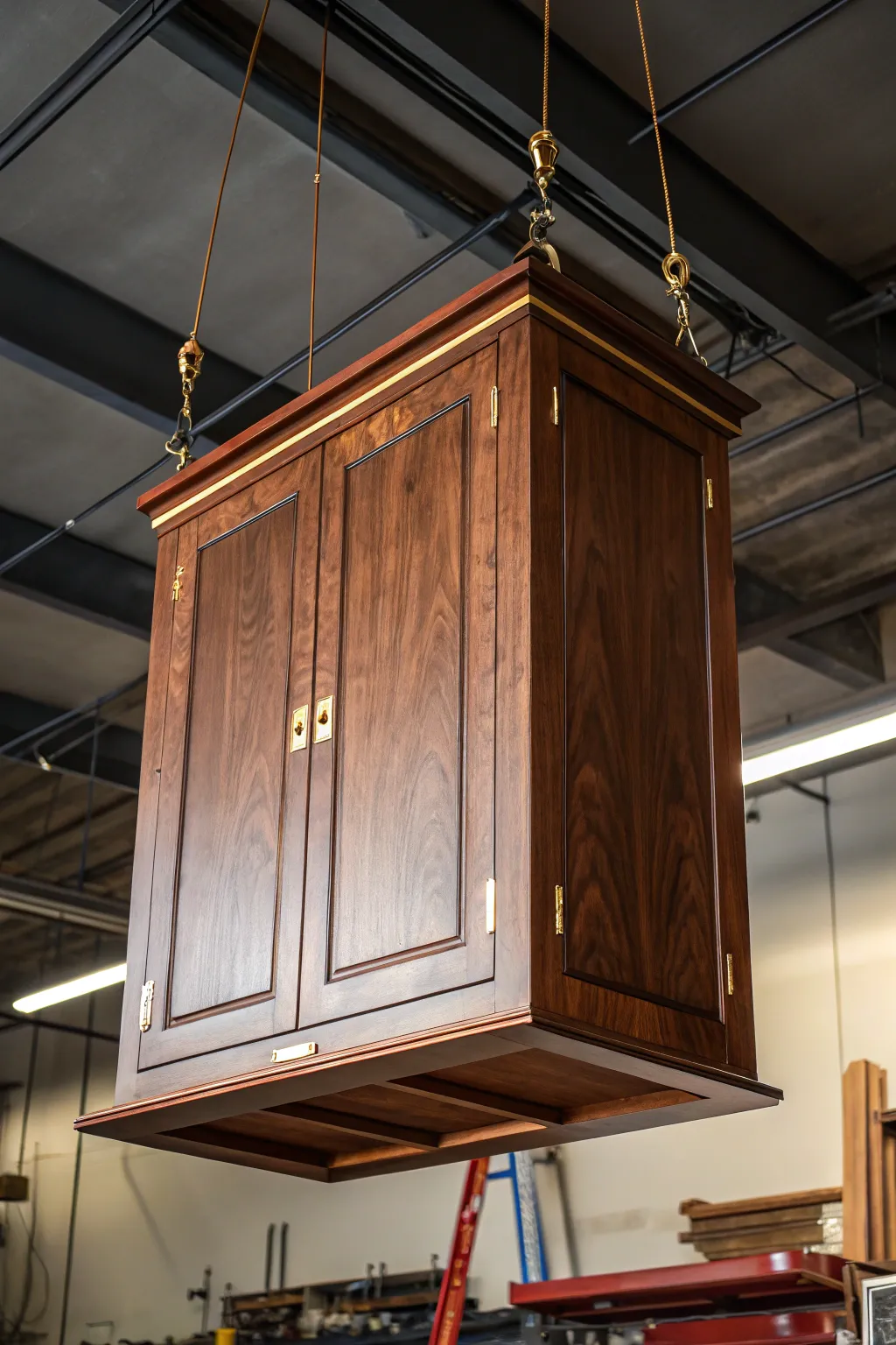 Elevate your garage storage with sleek suspended cabinetry—where craftsmanship meets functionality.