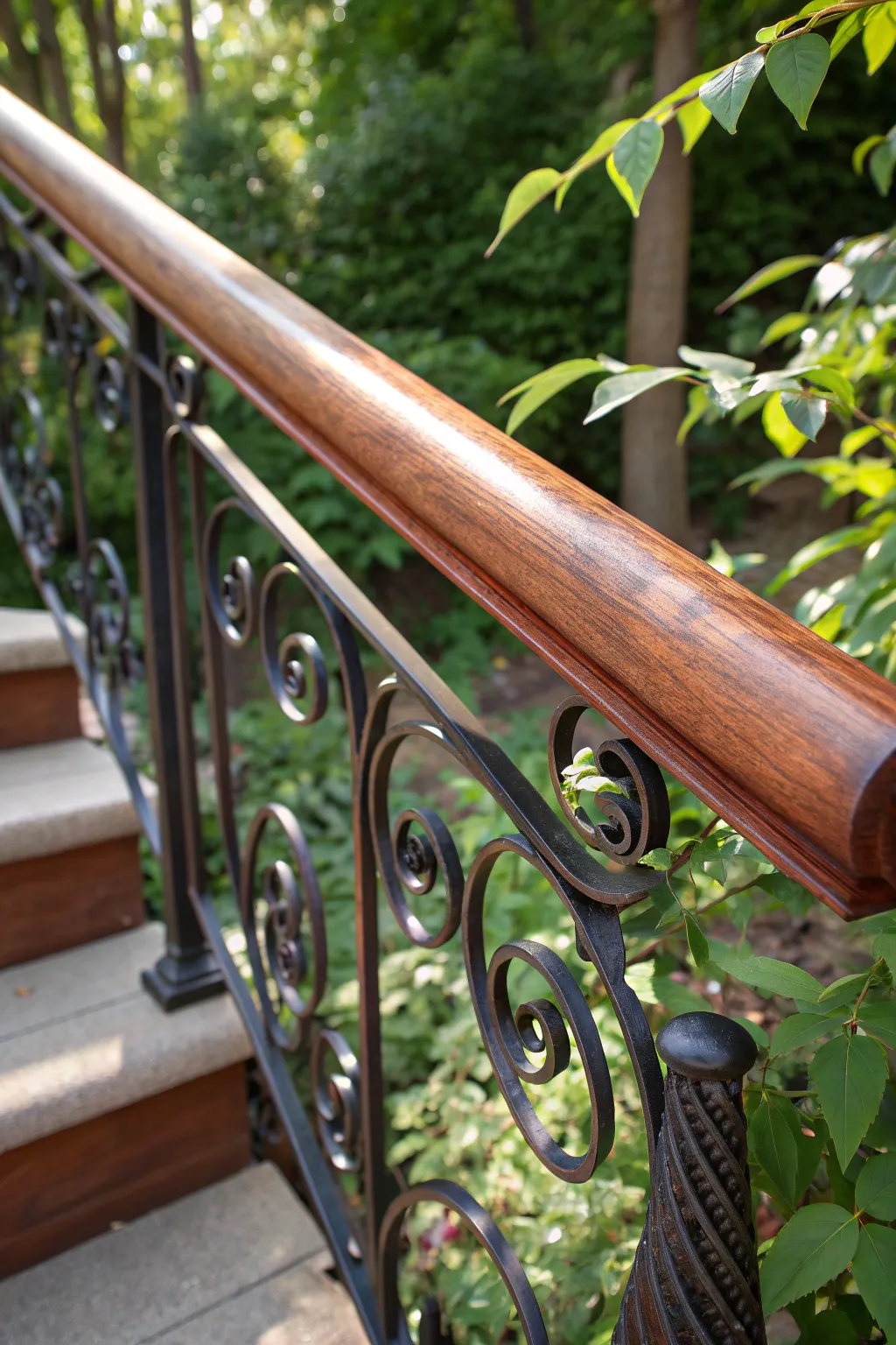 Elevate your garden with the bold charm of mixed material handrails.