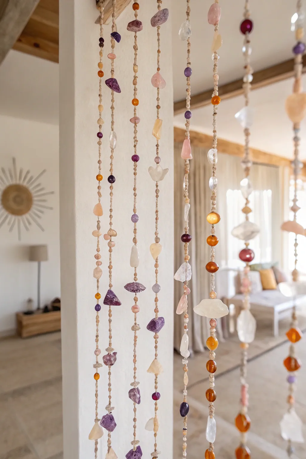 Elevate your space with a touch of natural elegance: Gemstone Chip Beaded Curtain.