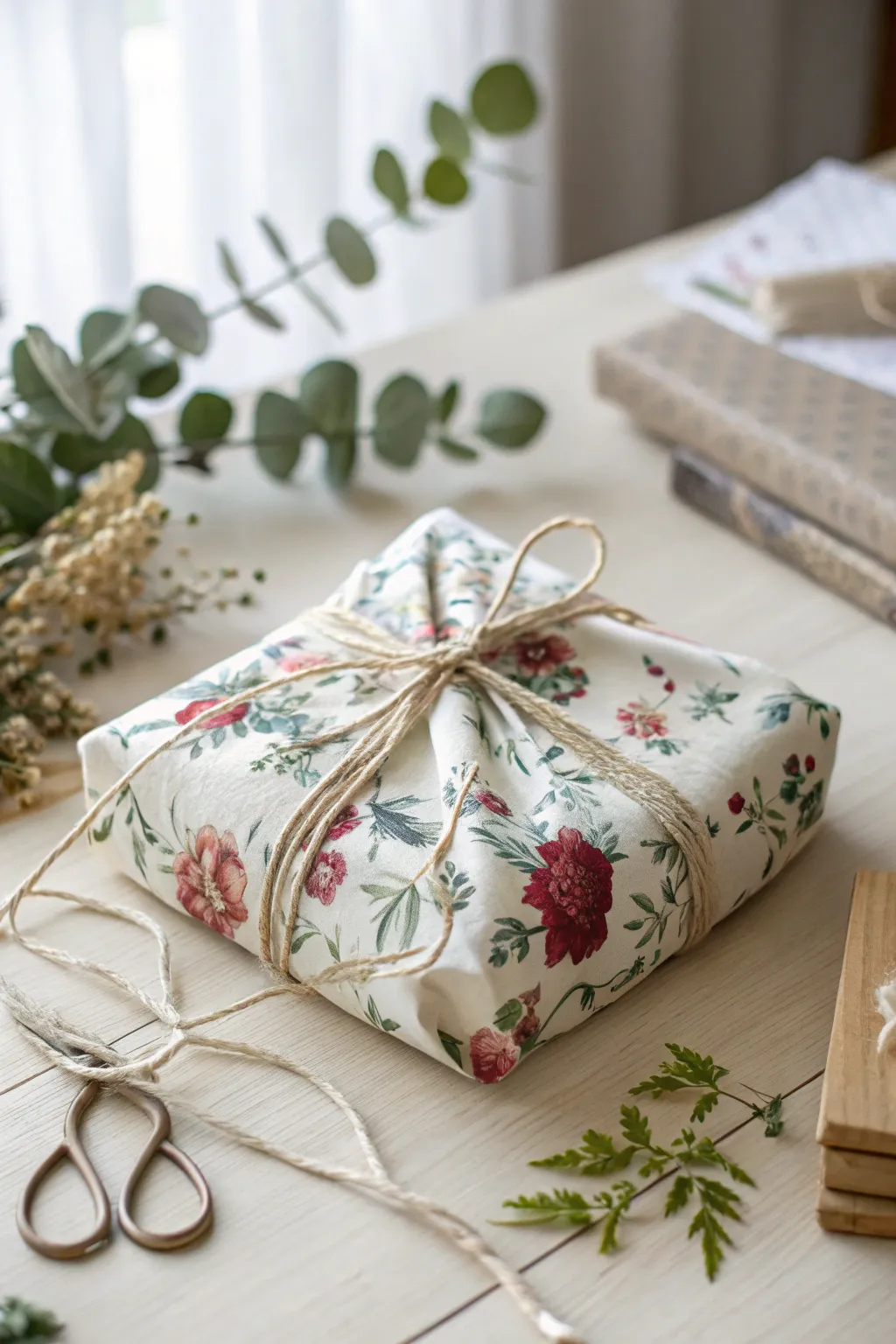 Embrace nostalgia with vintage fabric gift wrapping – where simplicity meets elegance.