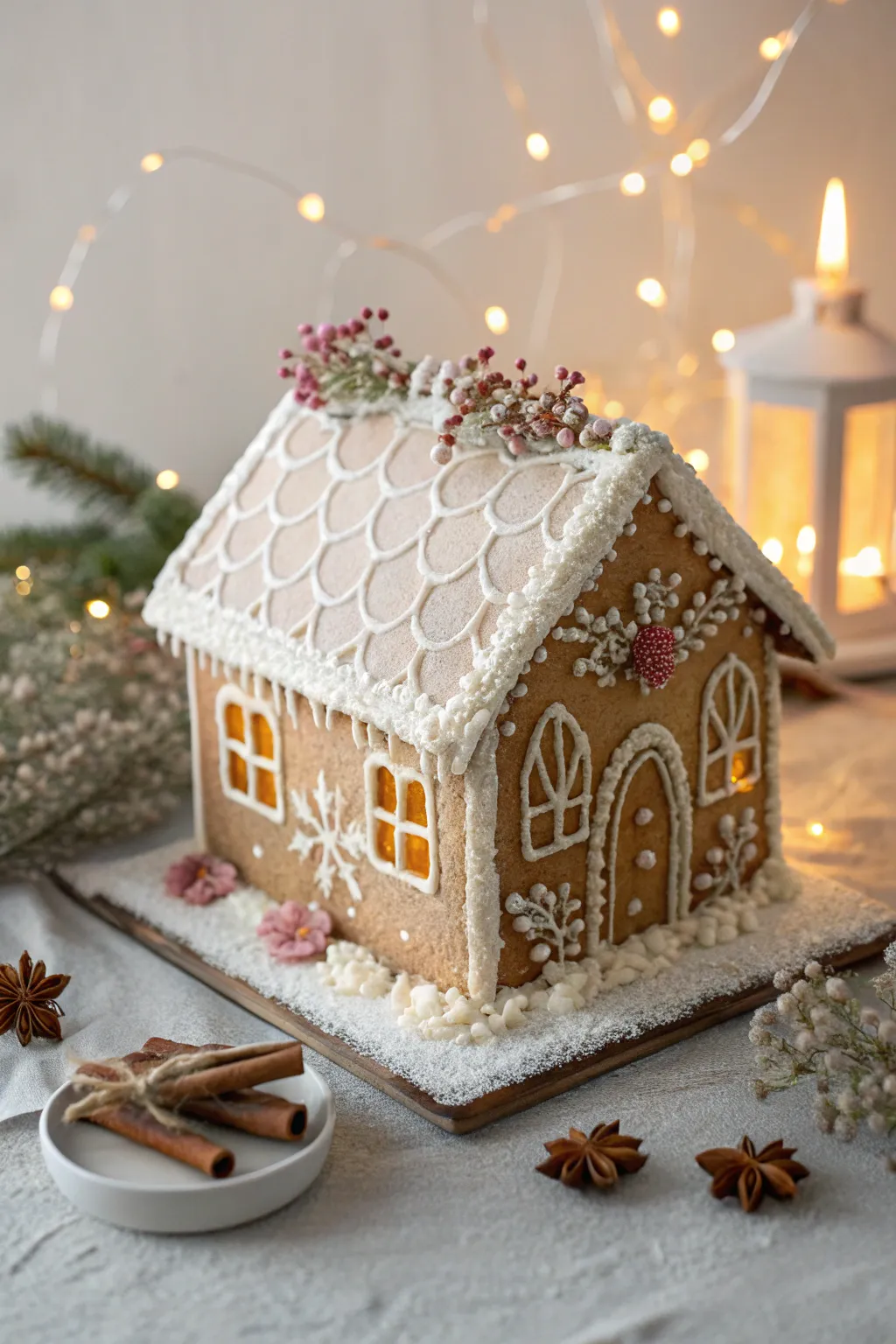 Embrace the magic of the season with a glowing gingerbread masterpiece. ✨🏠 #ScandinavianChic #CozyCrafts