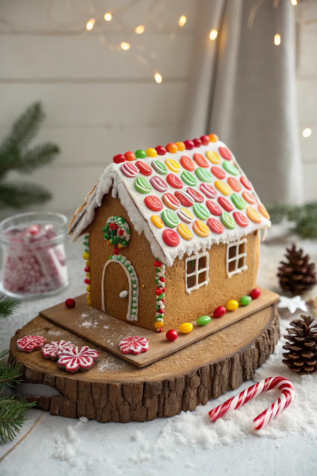 Transform your holiday decor with a stunning Gingerbread Candy Cottage - a sweet blend of color, craftsmanship, and minimalist beauty.