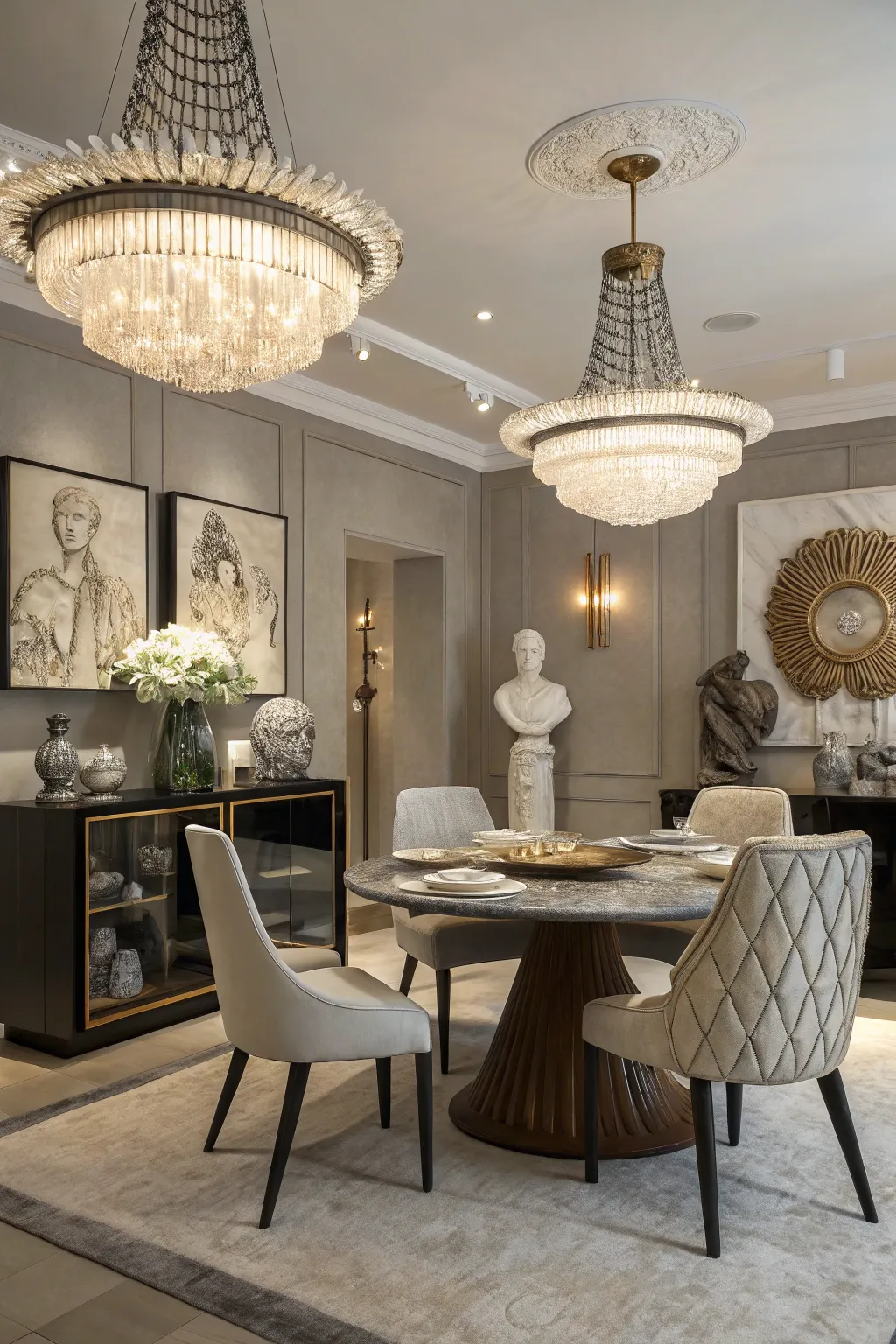 Sculptural elements add interest and an artistic touch.