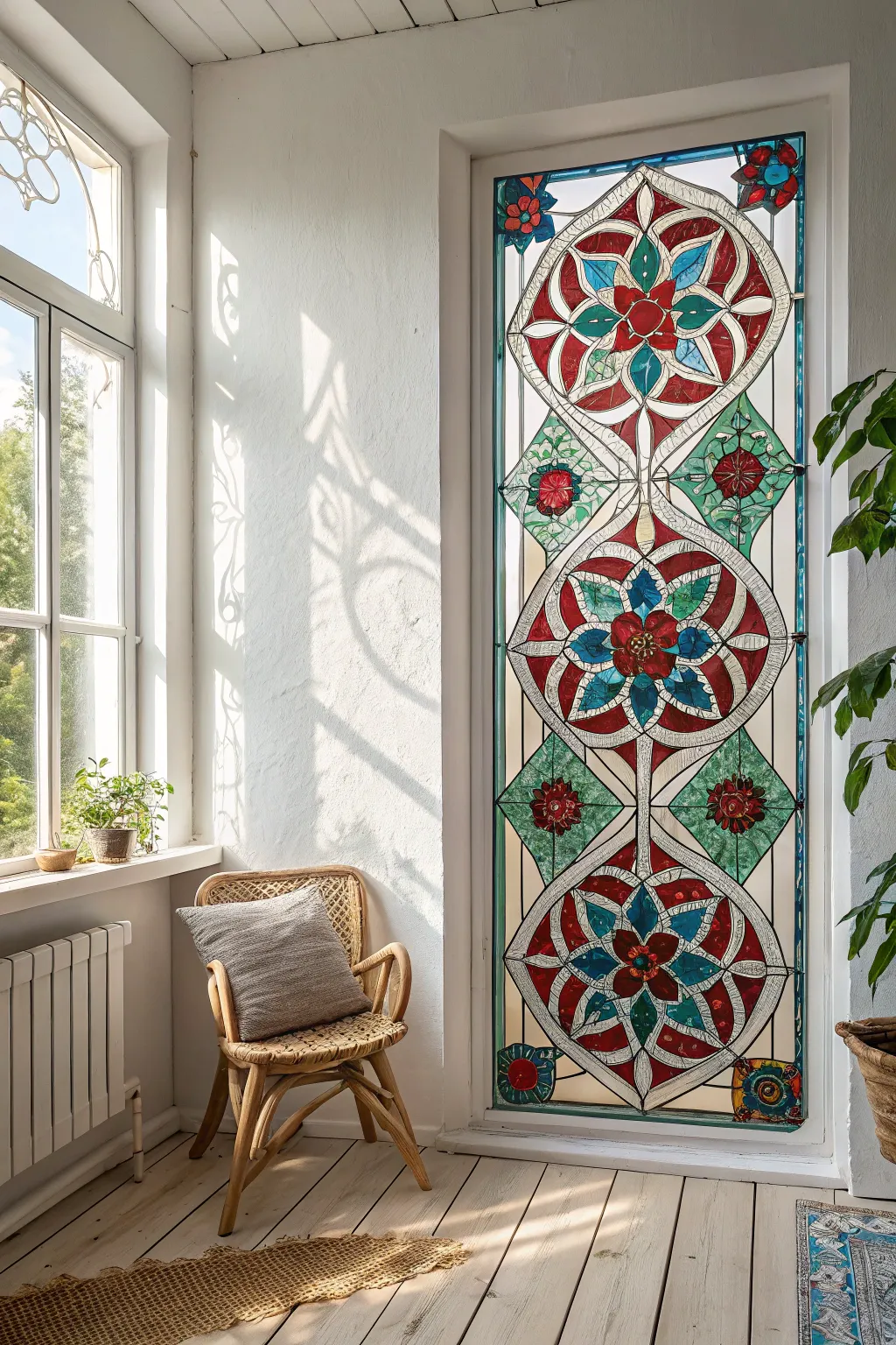 Bring vibrant artistry to your home with faux stained glass elegance.