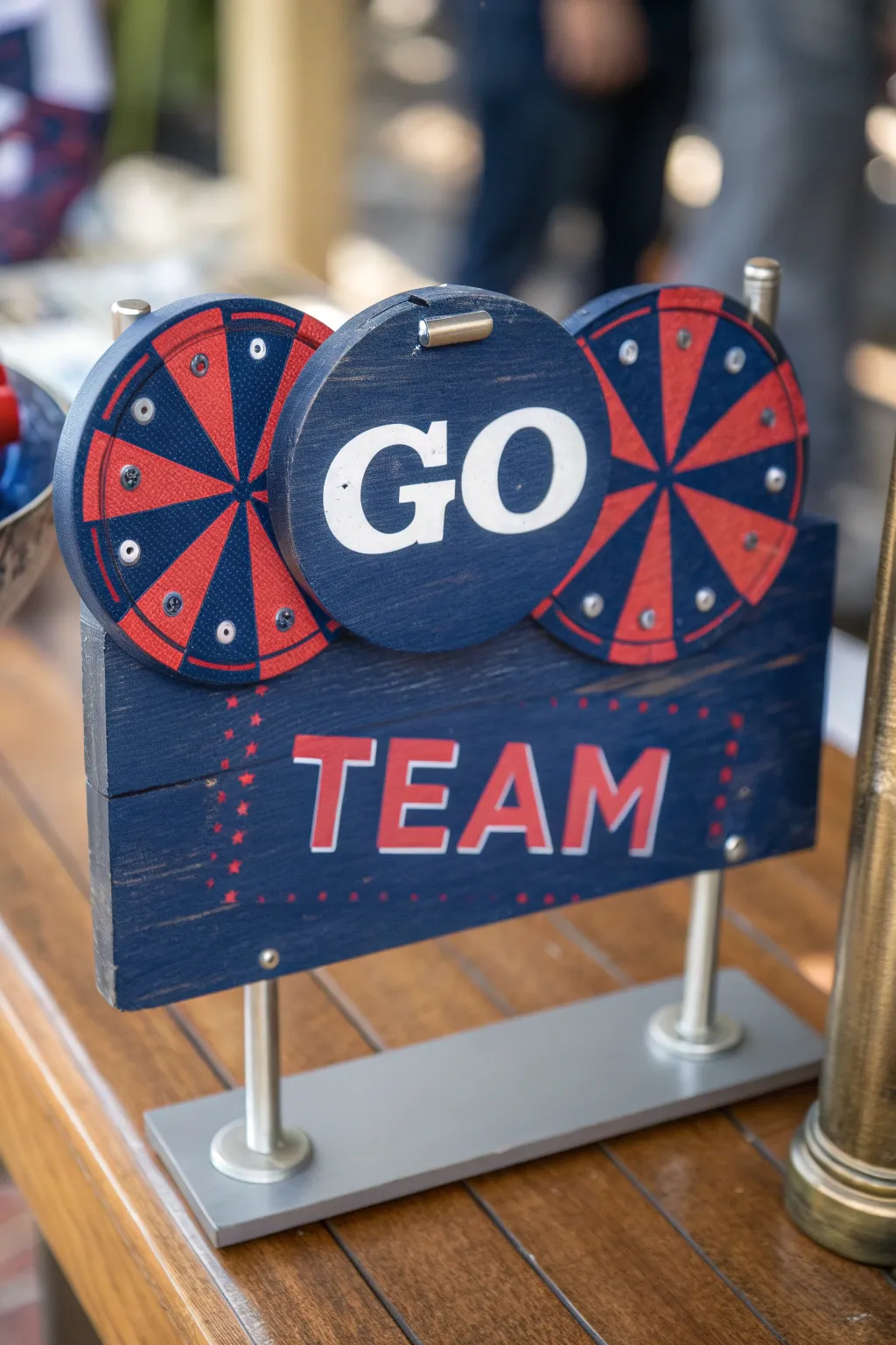 Unleash the excitement with our interactive 'Go Team' sign, where craftsmanship meets surprise!