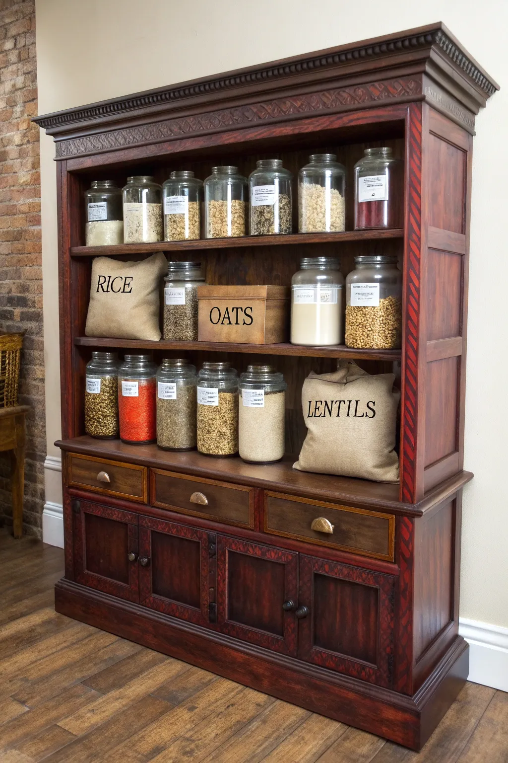 Transform your old bookshelves into stylish grain storage with a touch of craftsmanship.