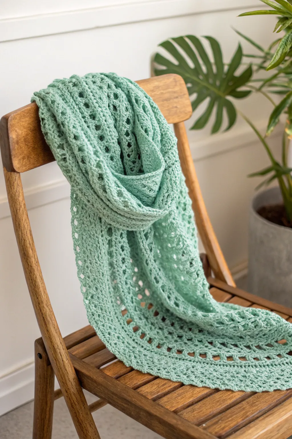 Embrace the cozy elegance of a seafoam infinity scarf, where craftsmanship meets minimalist beauty.