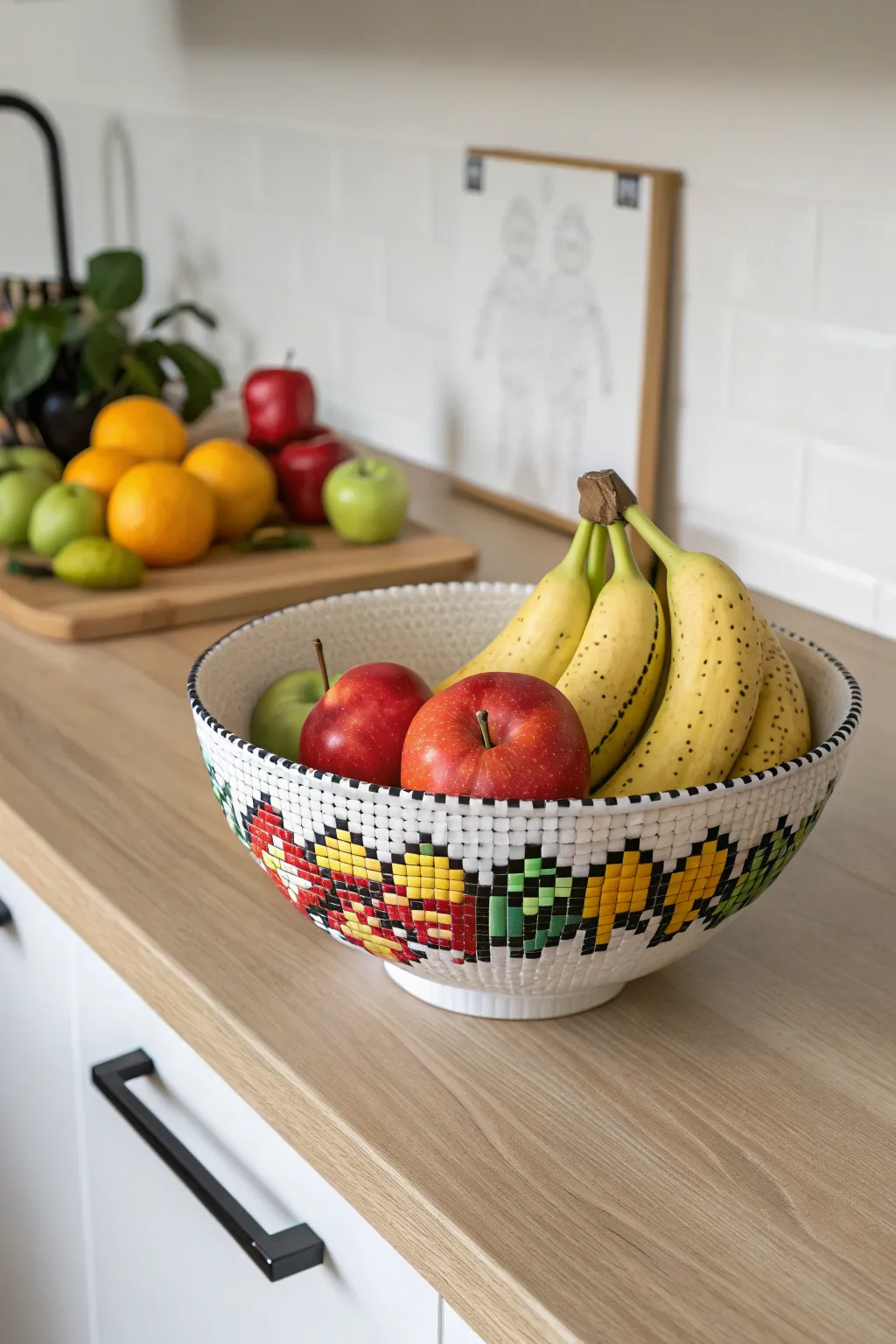 Add a pixelated pop of color to your kitchen with this quirky fruit bowl!