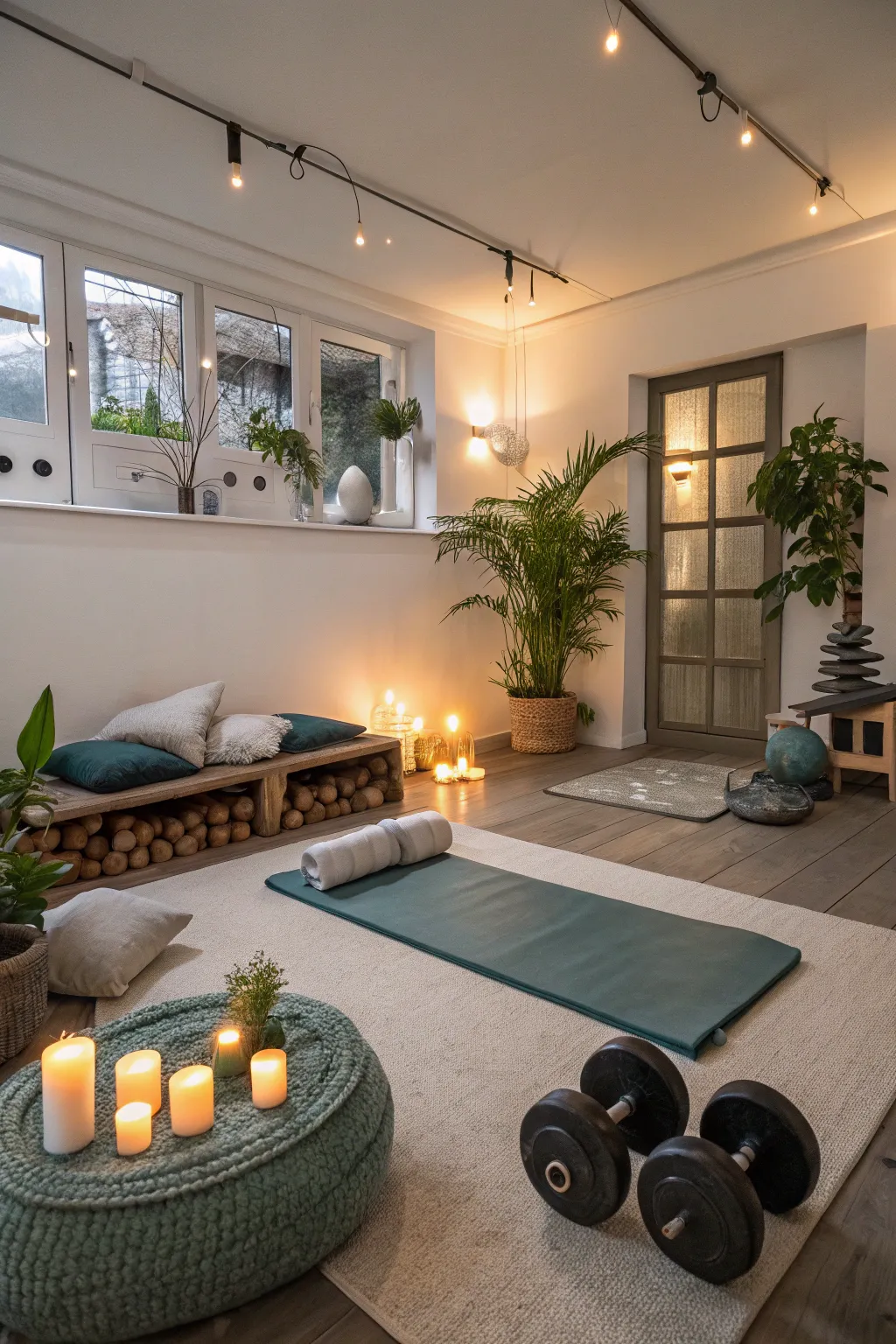 A meditation space balances physical and mental wellness.