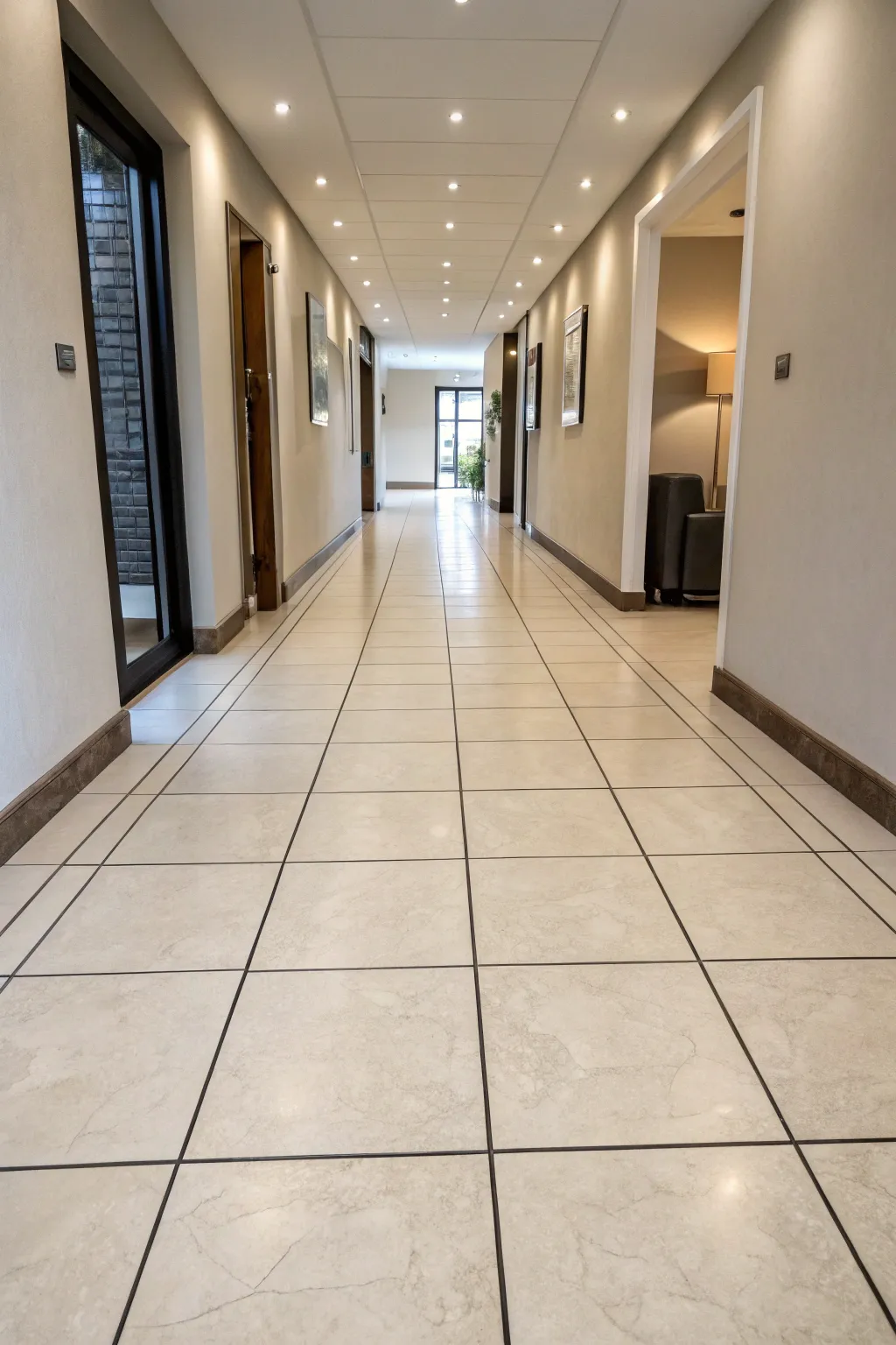 Large format tiles offer a seamless appearance.