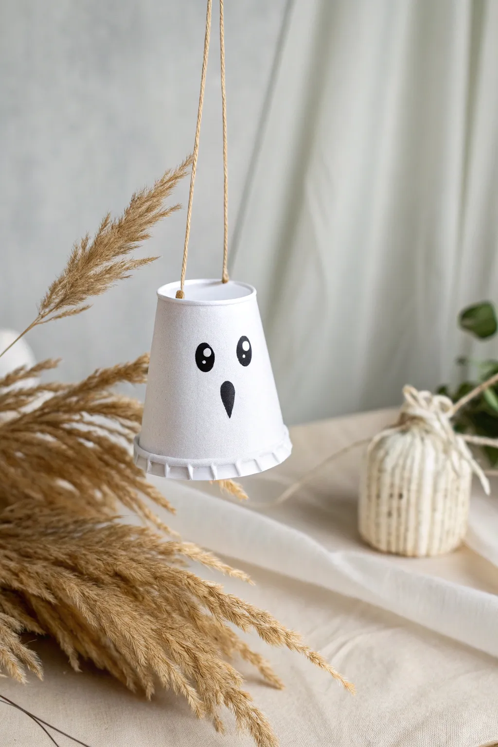 Elevate your Halloween decor with these enchanting flying paper cup ghosts! 🎃👻 #CraftyHalloween #MinimalistDecor #DIYFun