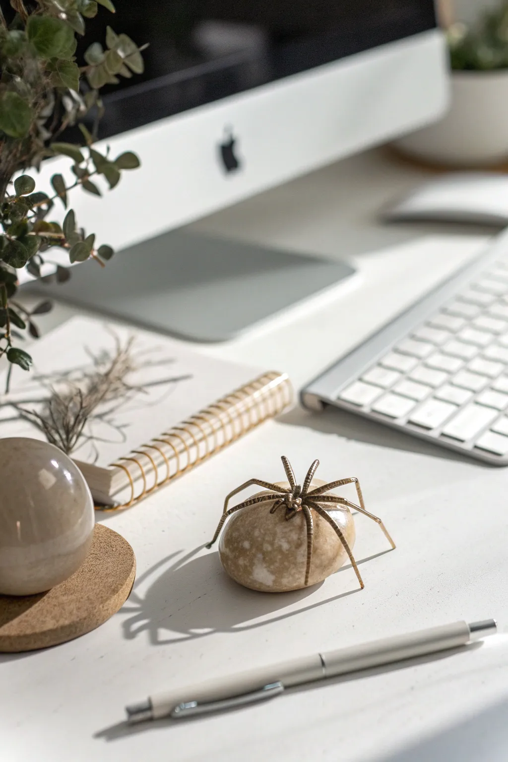 Add a touch of whimsical elegance to your workspace with this handcrafted spider paperweight.