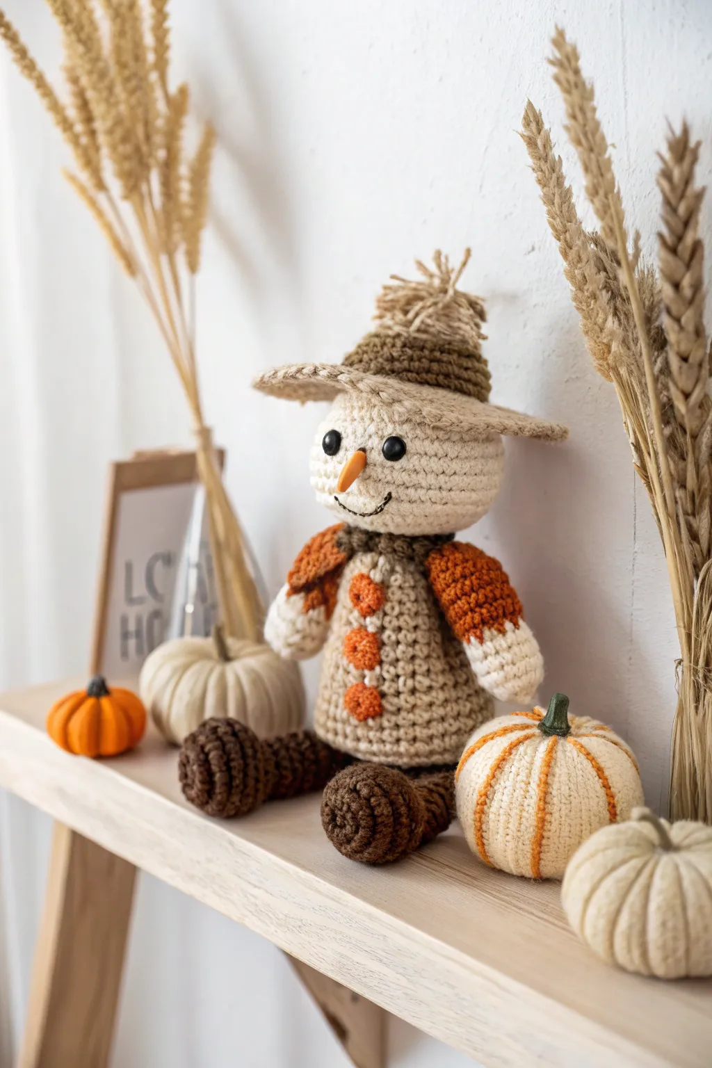 Add a touch of rustic charm with this adorable crochet scarecrow, perfect for cozy autumn decorations.