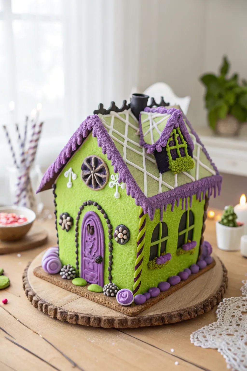 Add a pop of fun to your Halloween with this Monster Mash gingerbread house, blending bold colors and minimalist design!