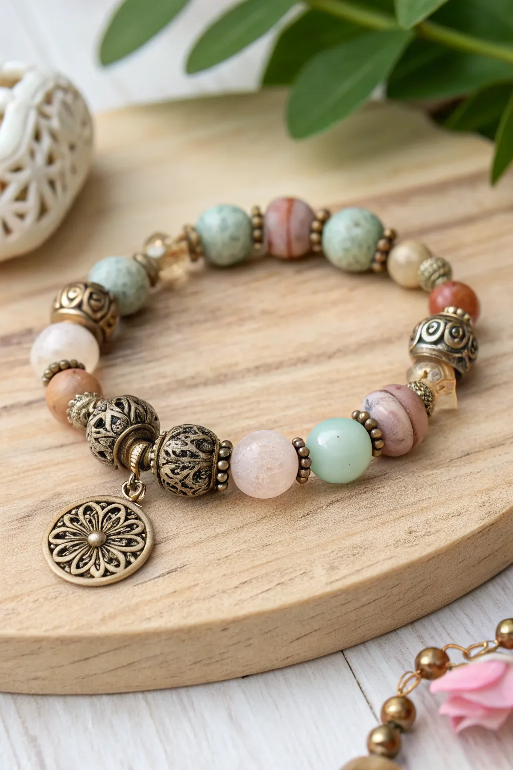 Embrace nostalgia with this vintage-inspired handmade bead bracelet, where each bead tells its own story of timeless beauty.