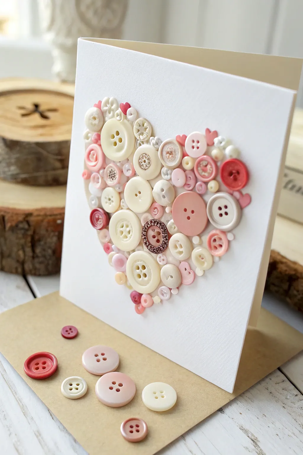 Button Heart: A charming blend of craftsmanship and simplicity for heartfelt messages.